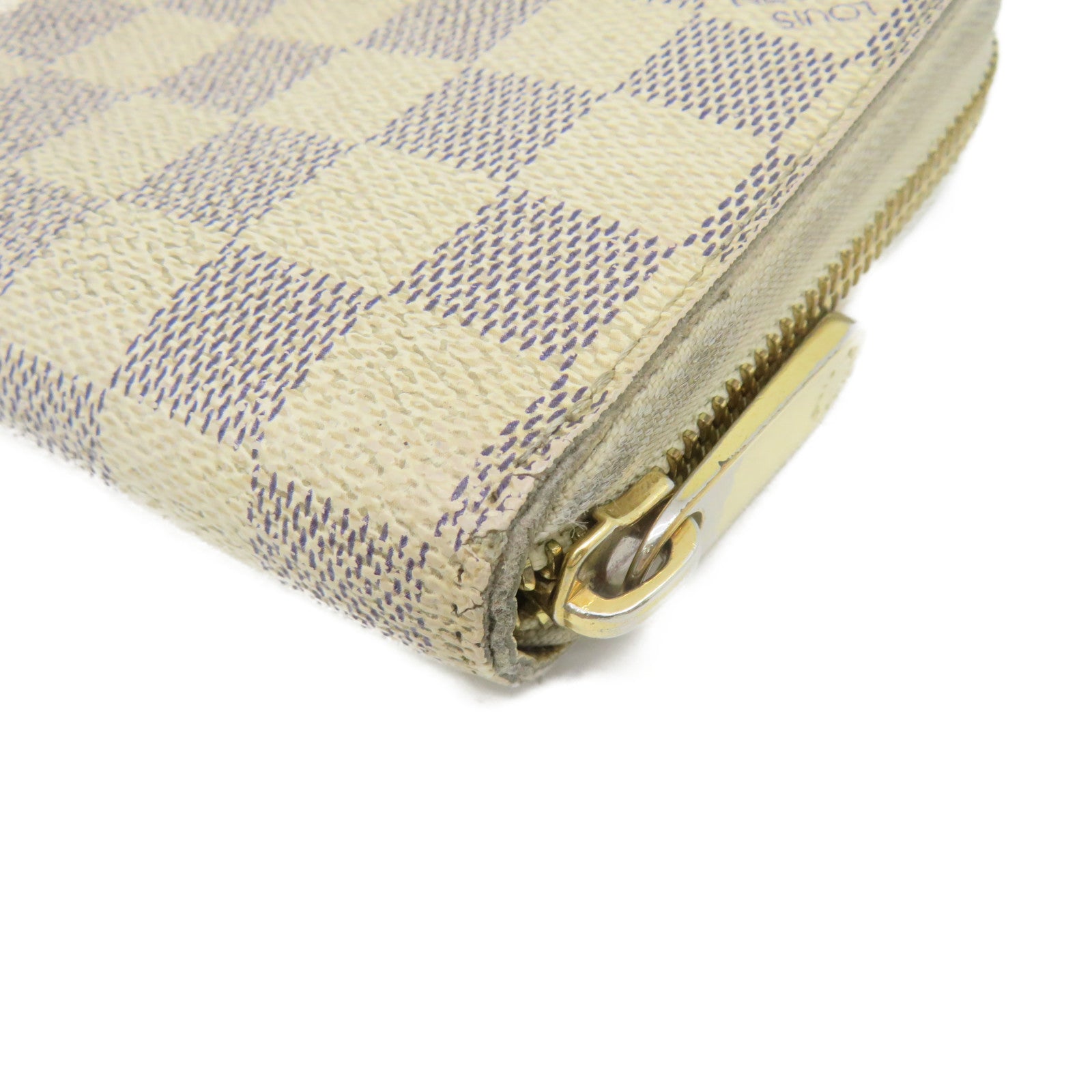 LOUIS VUITTON Damier Azur Zipper Long Wallet拉链长钱包米白色