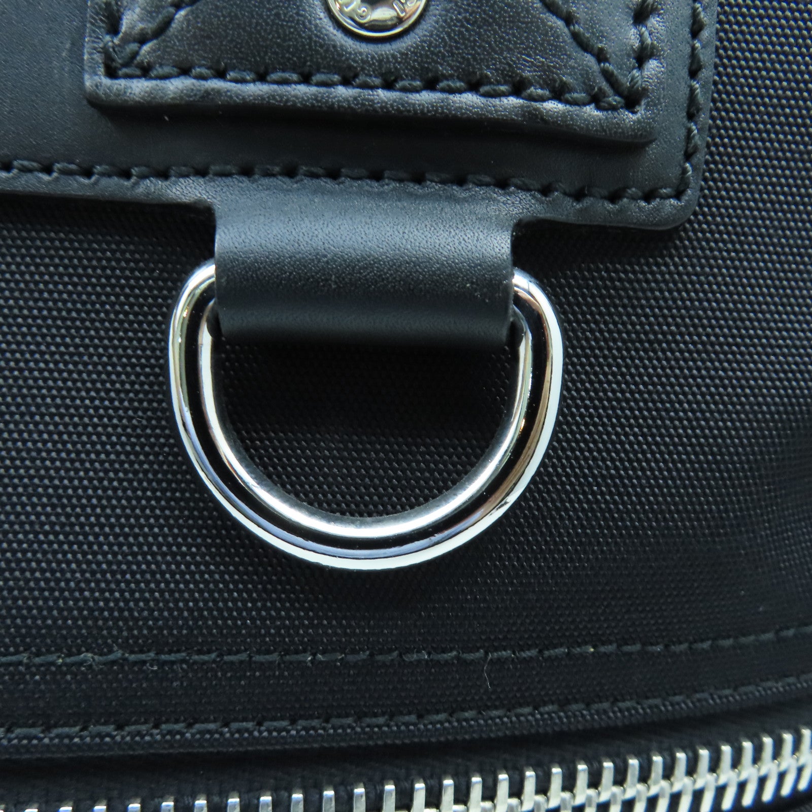 GUCCI Nylon Brief Case Silver Buckle Handle Bag Black