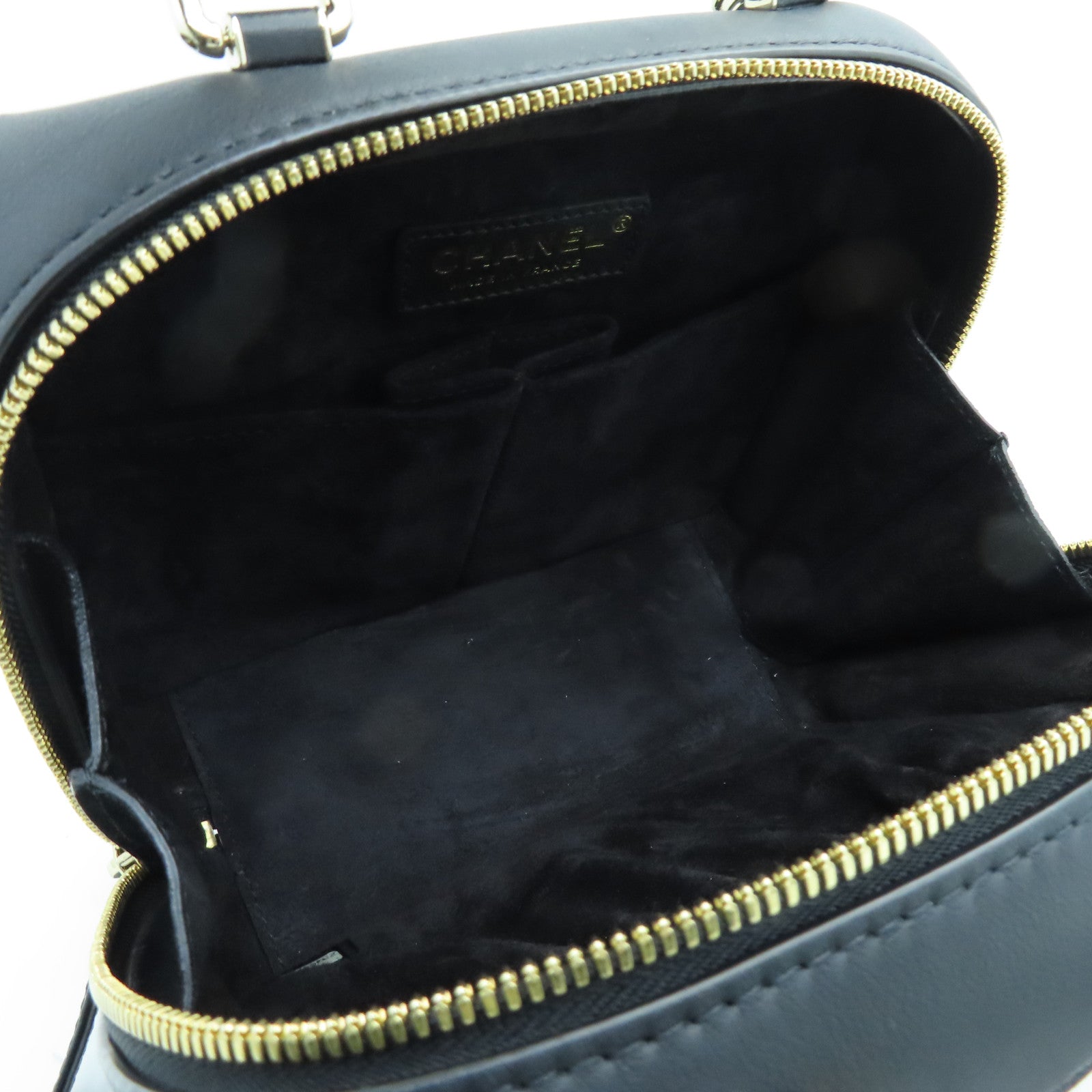 CHANEL cowhide leather Shoulder Bag gold buckle handle shoulder bag black