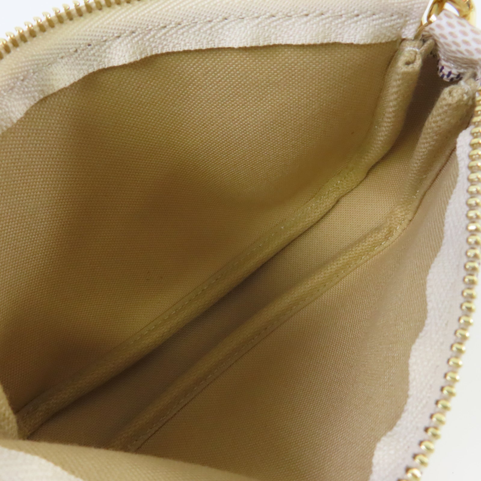 LOUIS VUITTON Damier Azur  Mini Pochette Accessoires Pouch金扣鏈帶手拿包米白色