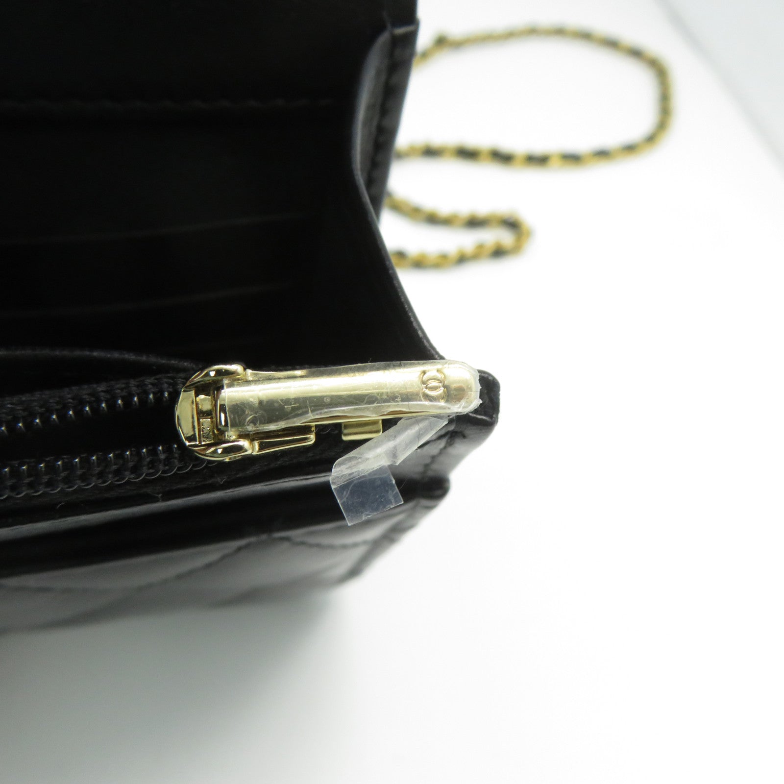 CHANEL 菱格羊皮皮革2 Way Chain Shoulder金扣鏈帶手挽肩背兩用袋黑色
