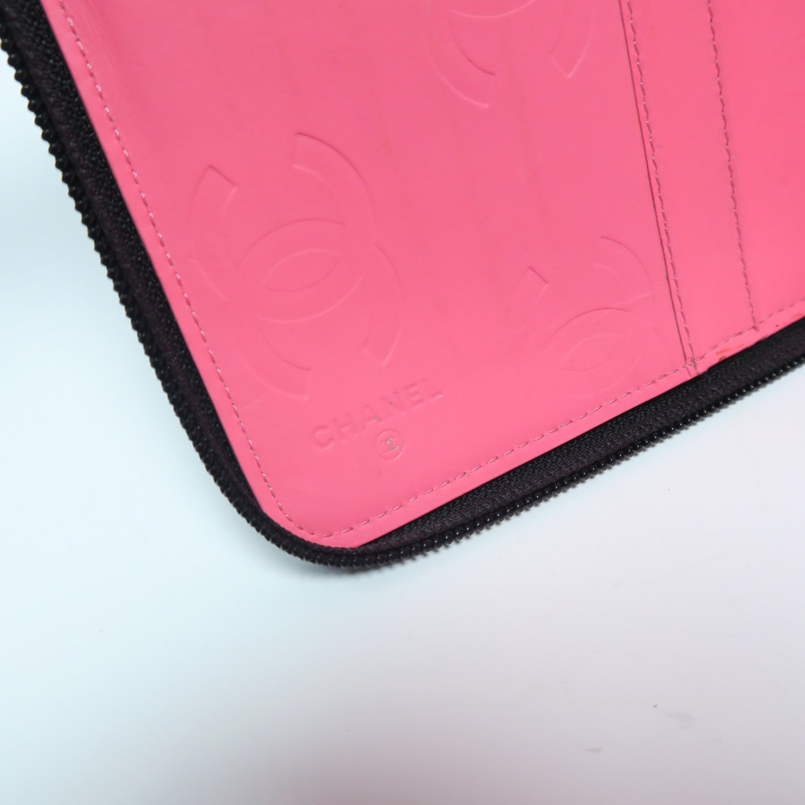 CHANEL 菱格牛皮皮革Travel Long Wallet銀扣長錢包黑色