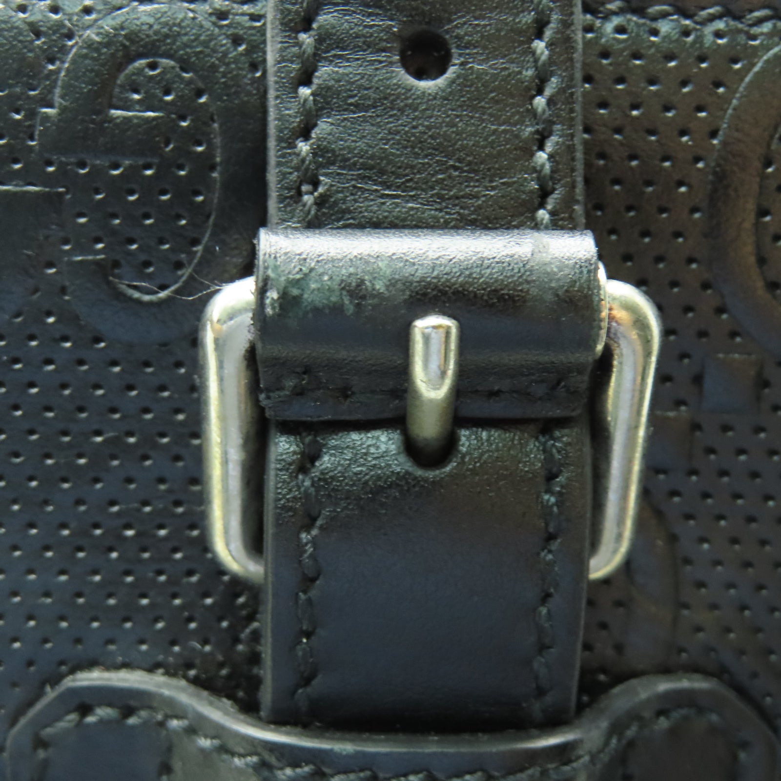 GUCCI 牛皮皮革Tote Bag銀扣手挽袋黑色