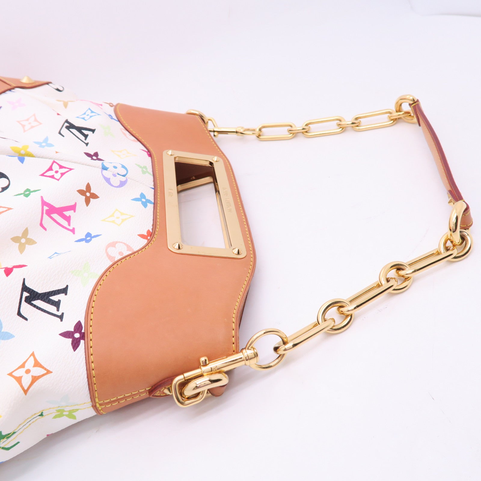 LOUIS VUITTON Monogram Multicolore Judy MM金扣手挽肩背兩用袋白色