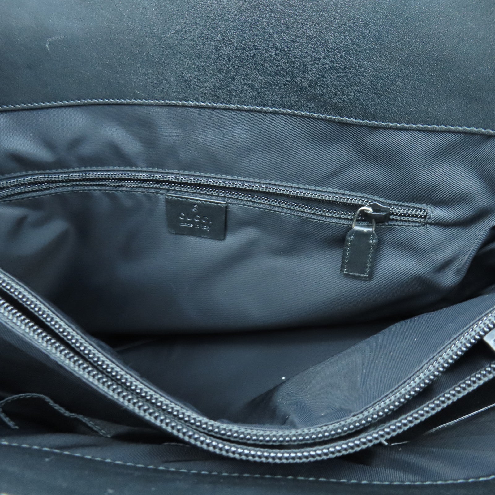 GUCCI Nylon Brief Case Silver Buckle Handle Bag Black