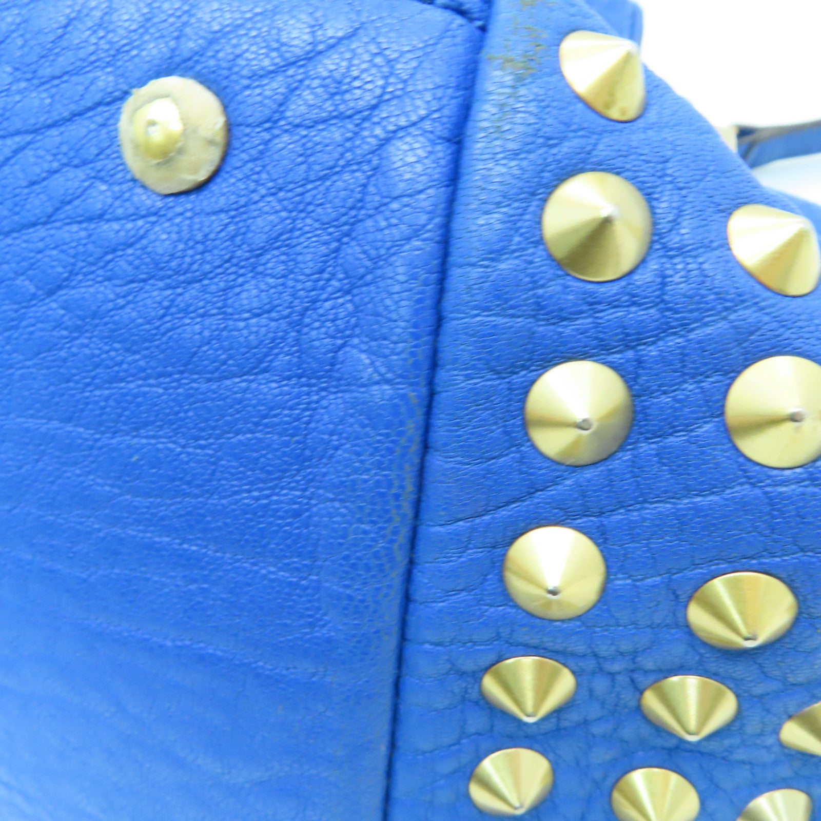 MCM Cowhide Leather 2way Shoulder Bag Gold Buckle Handle Shoulder Bag Blue