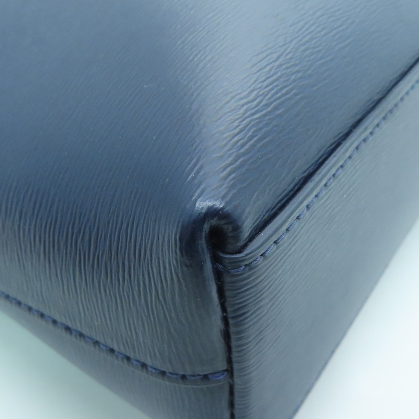 MONTBLANC Cowhide Leather Document Case Silver Buckle Briefcase Dark Blue