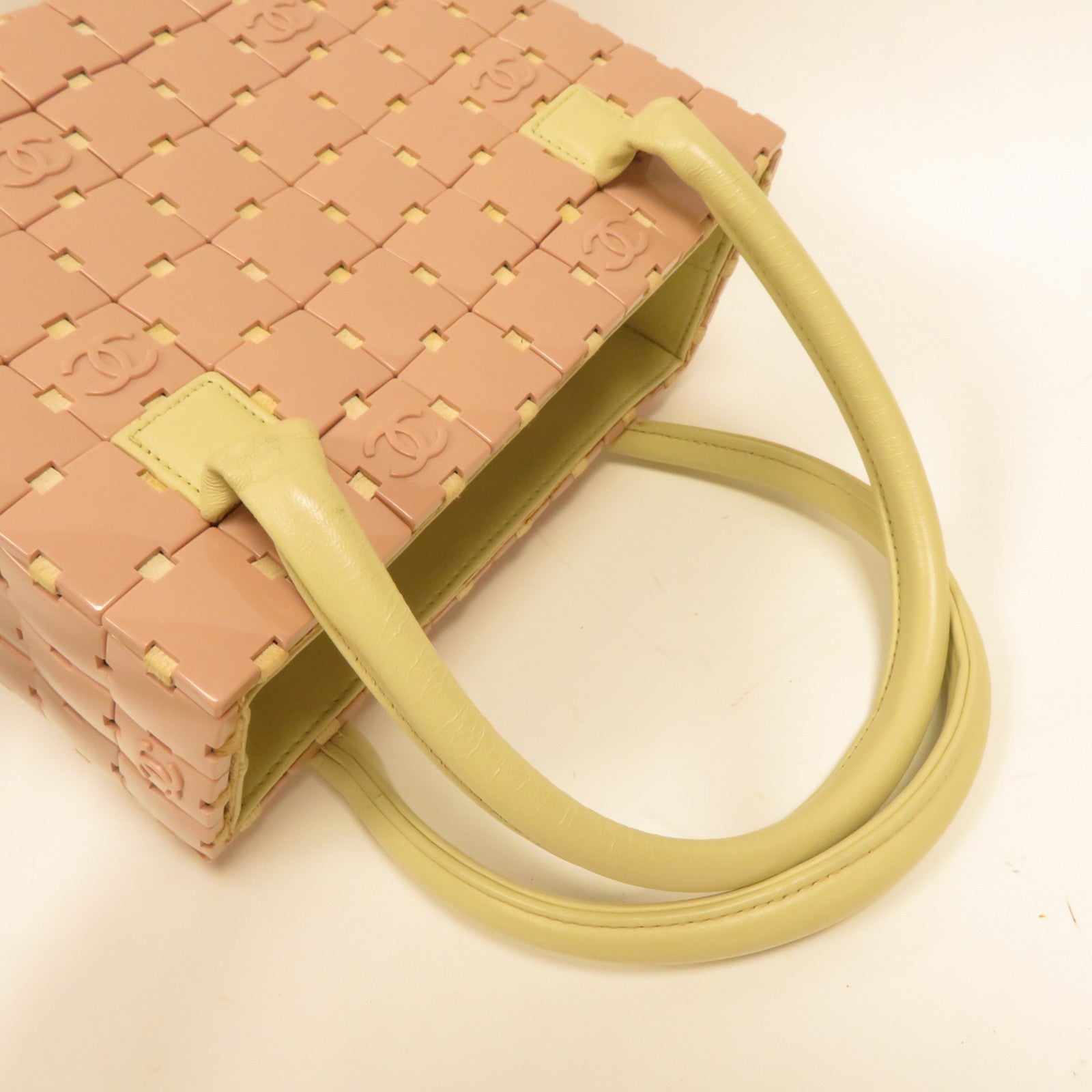 CHANEL 皮革/塑料Handbag手挽袋粉紅色/米色