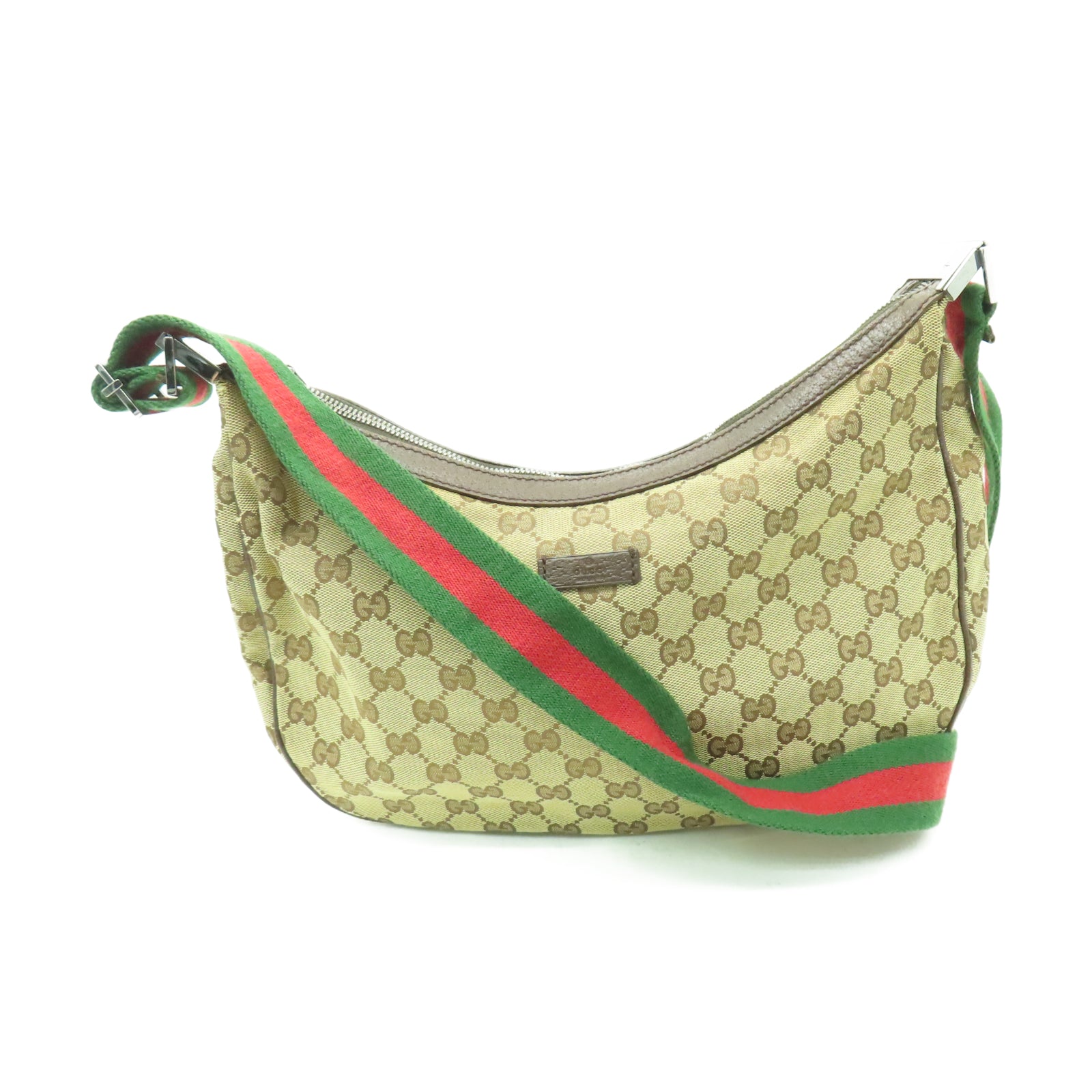 GUCCI 帆布Shoulder Bag銀扣肩背袋啡色