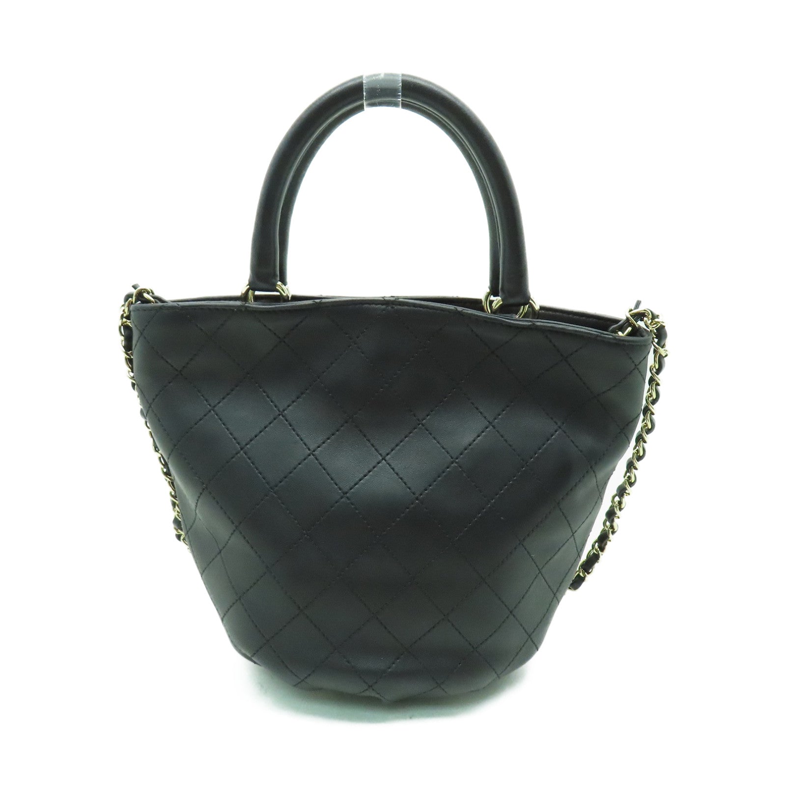 CHANEL 菱格牛皮皮革2way Shoulder Bag金扣手挽肩背兩用袋黒色