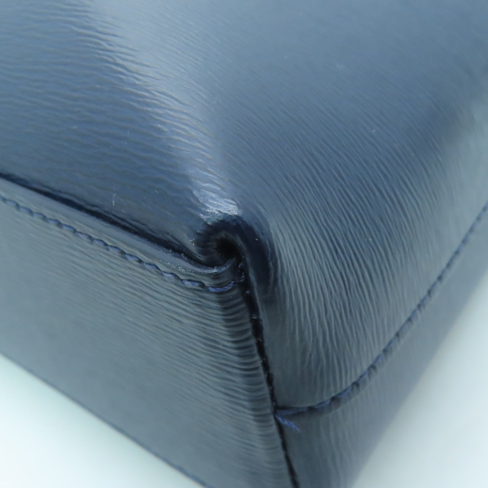 MONTBLANC Cowhide Leather Document Case Silver Buckle Briefcase Dark Blue