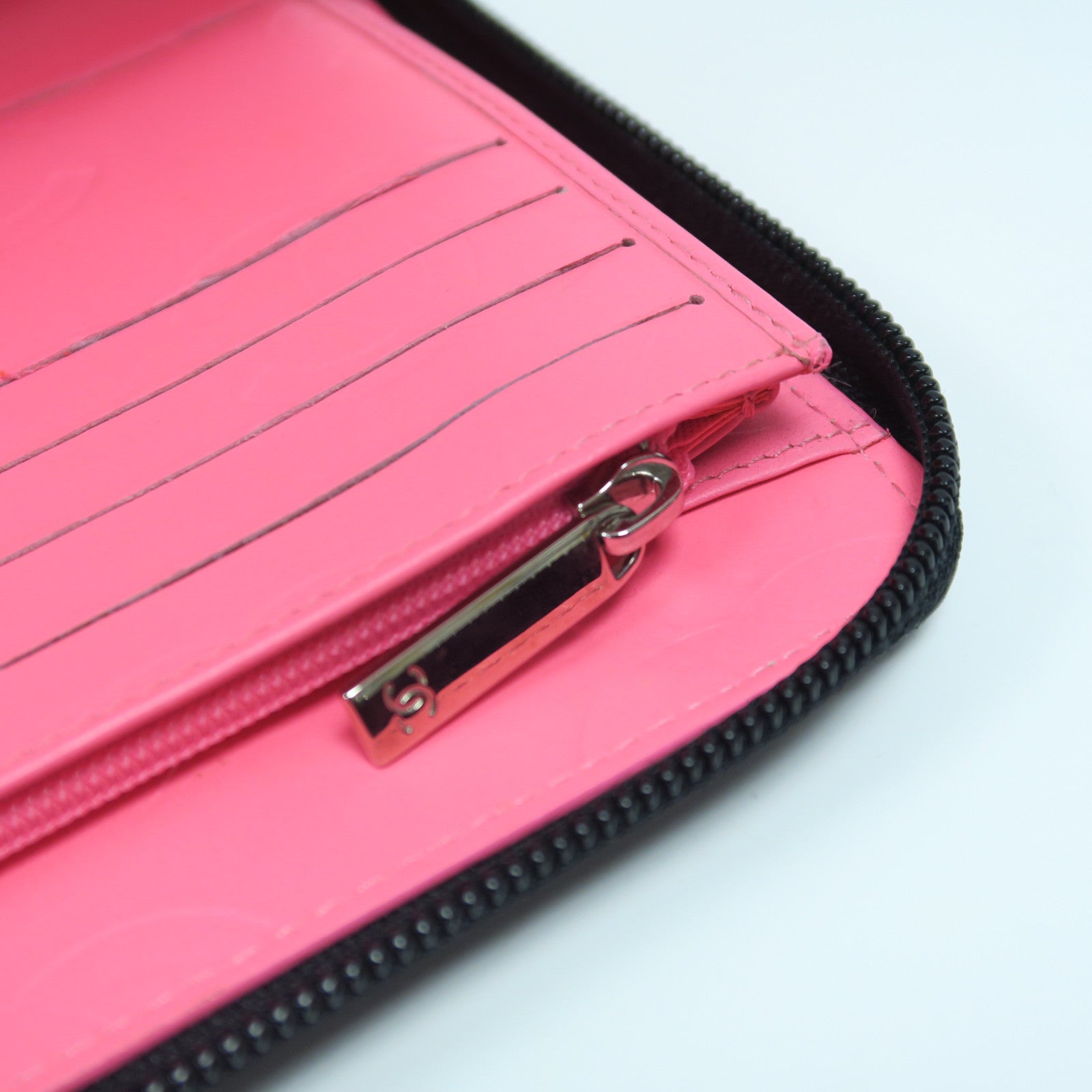 CHANEL 菱格牛皮皮革Travel Long Wallet銀扣長錢包黑色