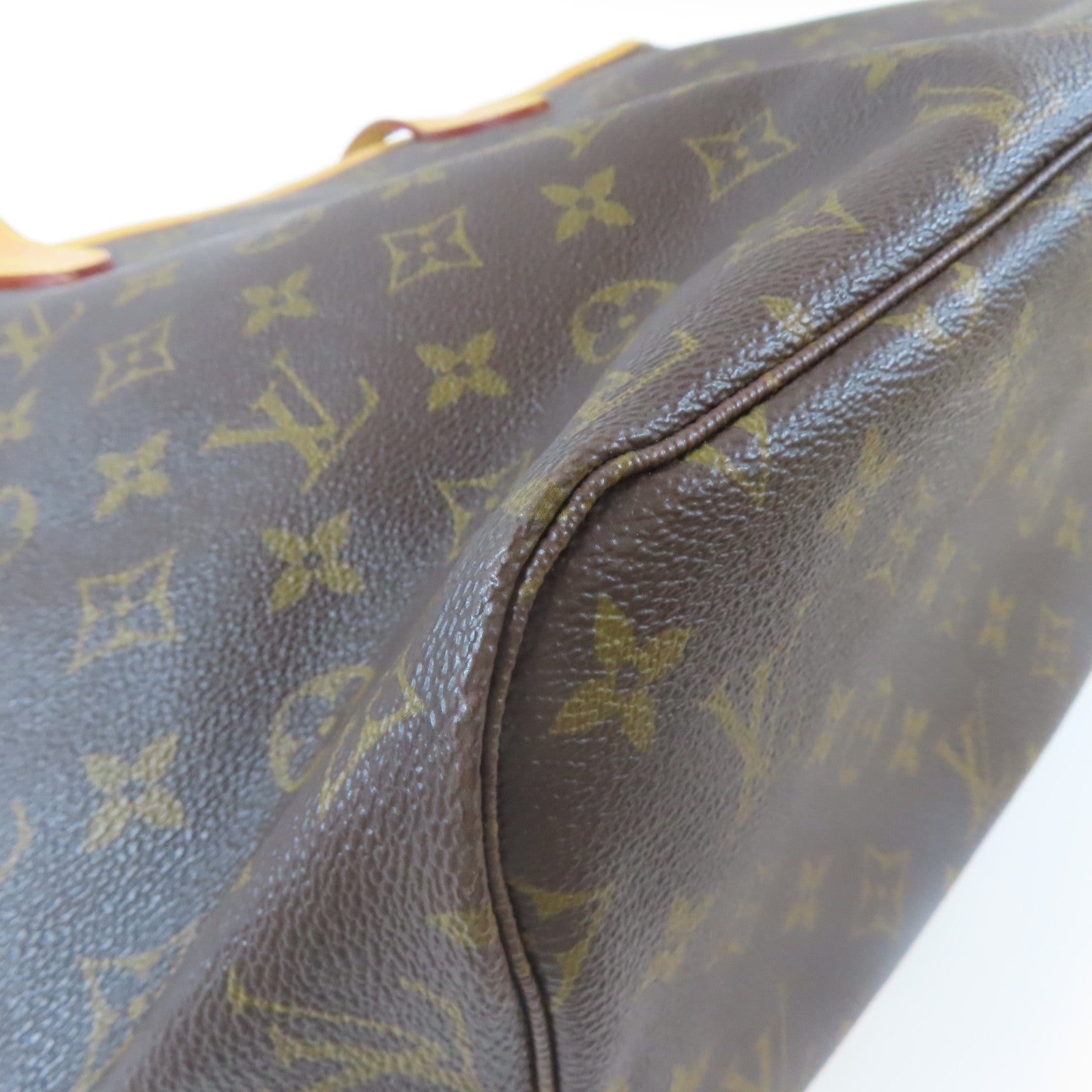 LOUIS VUITTON Monogram Neverfull MM金扣手挽袋啡色