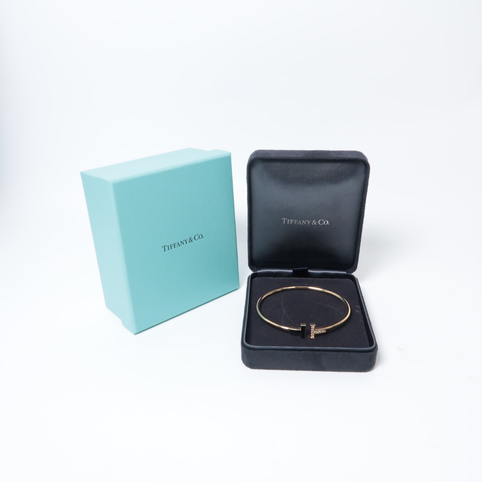 TIFFANY＆CO 18K玫瑰金T-Wire Bracelet 0.11ct鑽石手鐲
