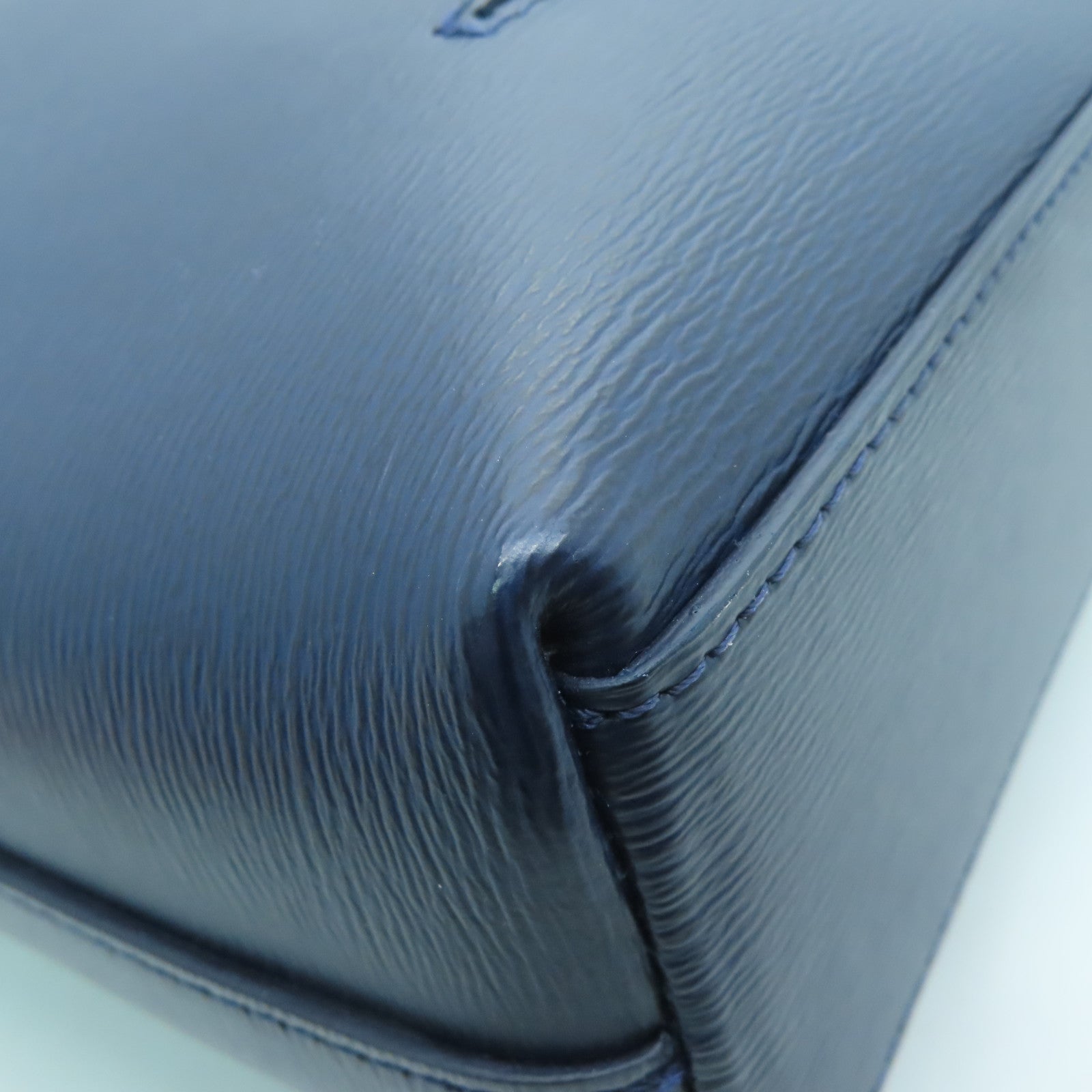 MONTBLANC Cowhide Leather Document Case Silver Buckle Briefcase Dark Blue