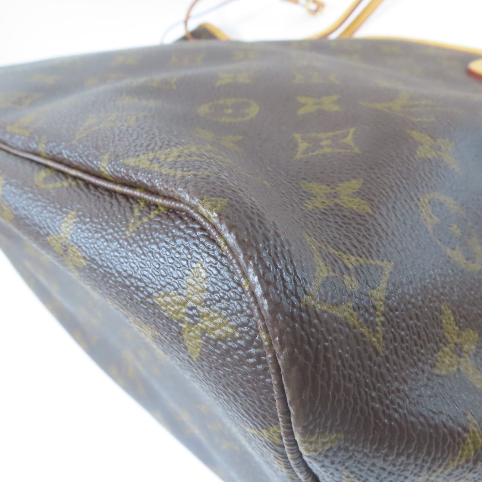 LOUIS VUITTON Monogram Neverfull MM金扣手挽袋啡色