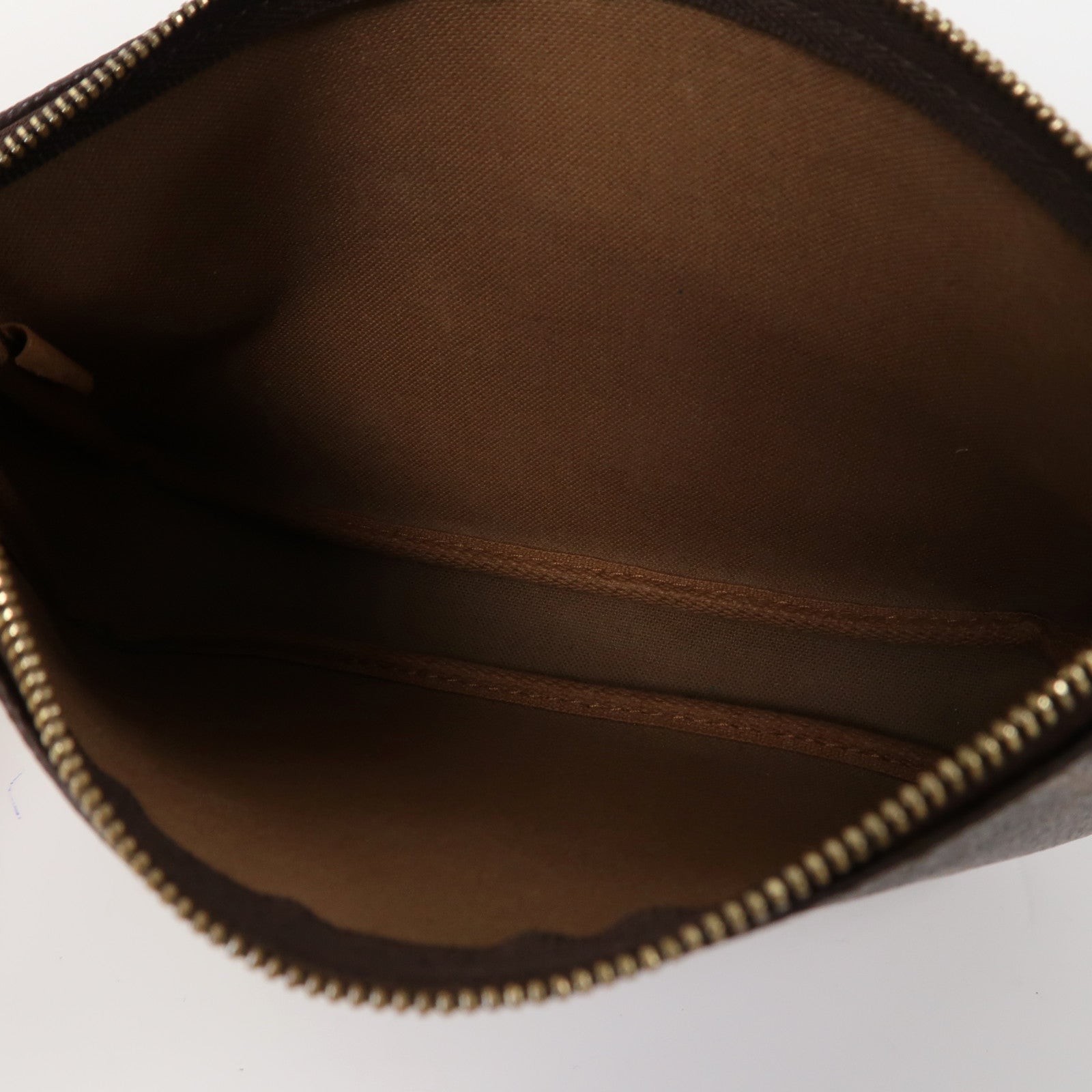 LOUIS VUITTON Monogram Pochette Accessories金扣手拿包啡色