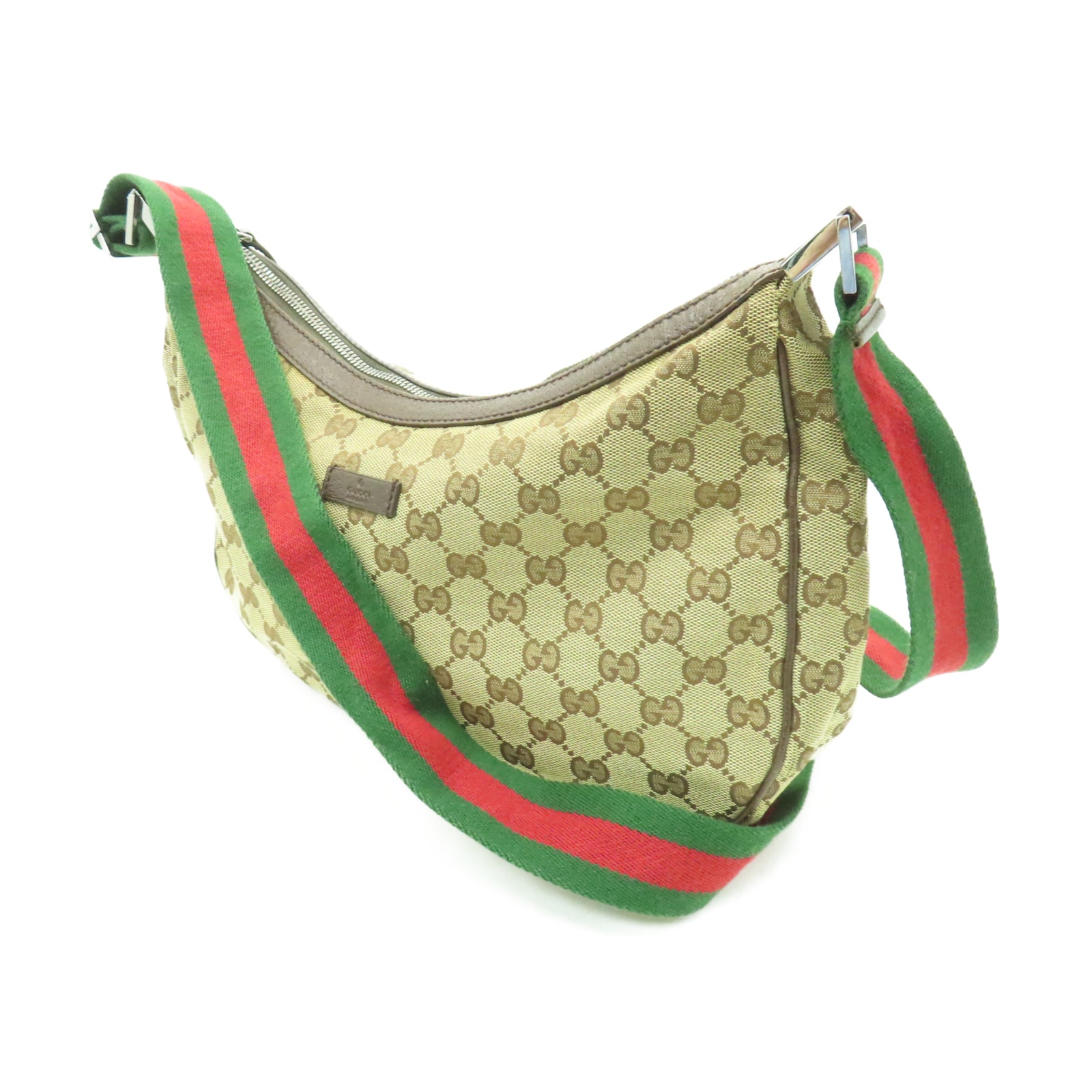GUCCI 帆布Shoulder Bag銀扣肩背袋啡色