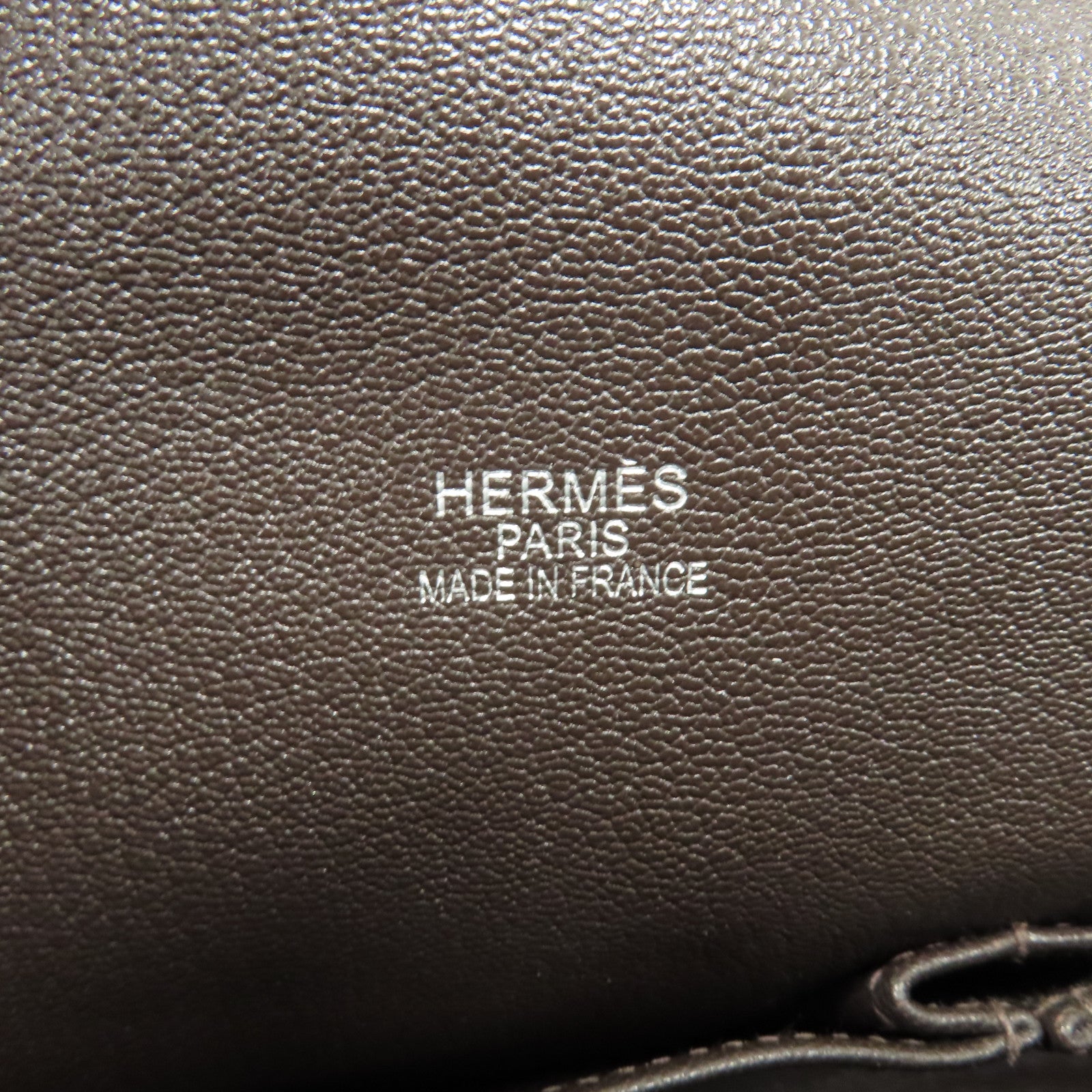 HERMES Clemence皮革Jypsiere銀扣肩背袋巧克力色
