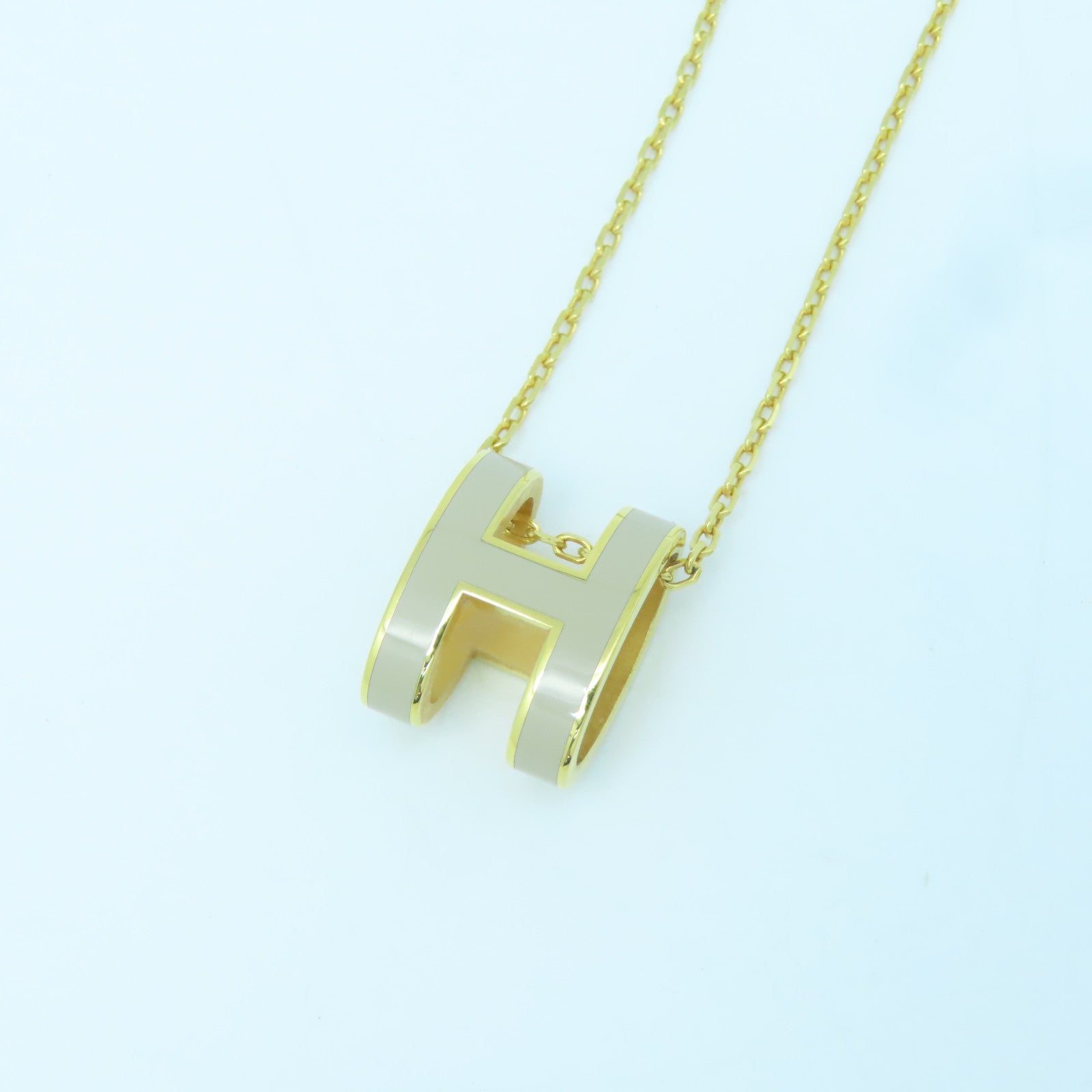 HERMES Metal Pop H Necklace Gold Buckle Necklace Gold/Grey