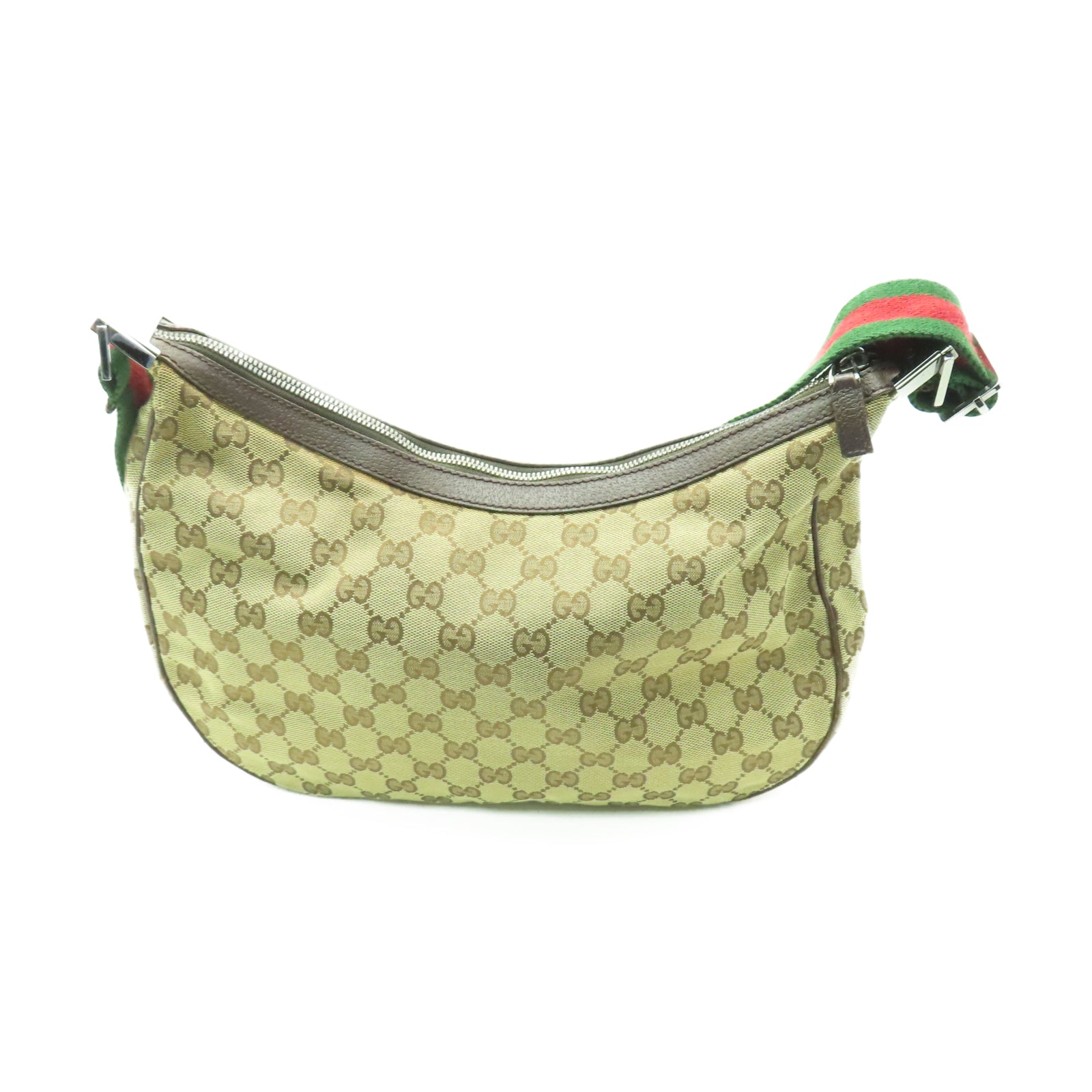 GUCCI 帆布Shoulder Bag銀扣肩背袋啡色