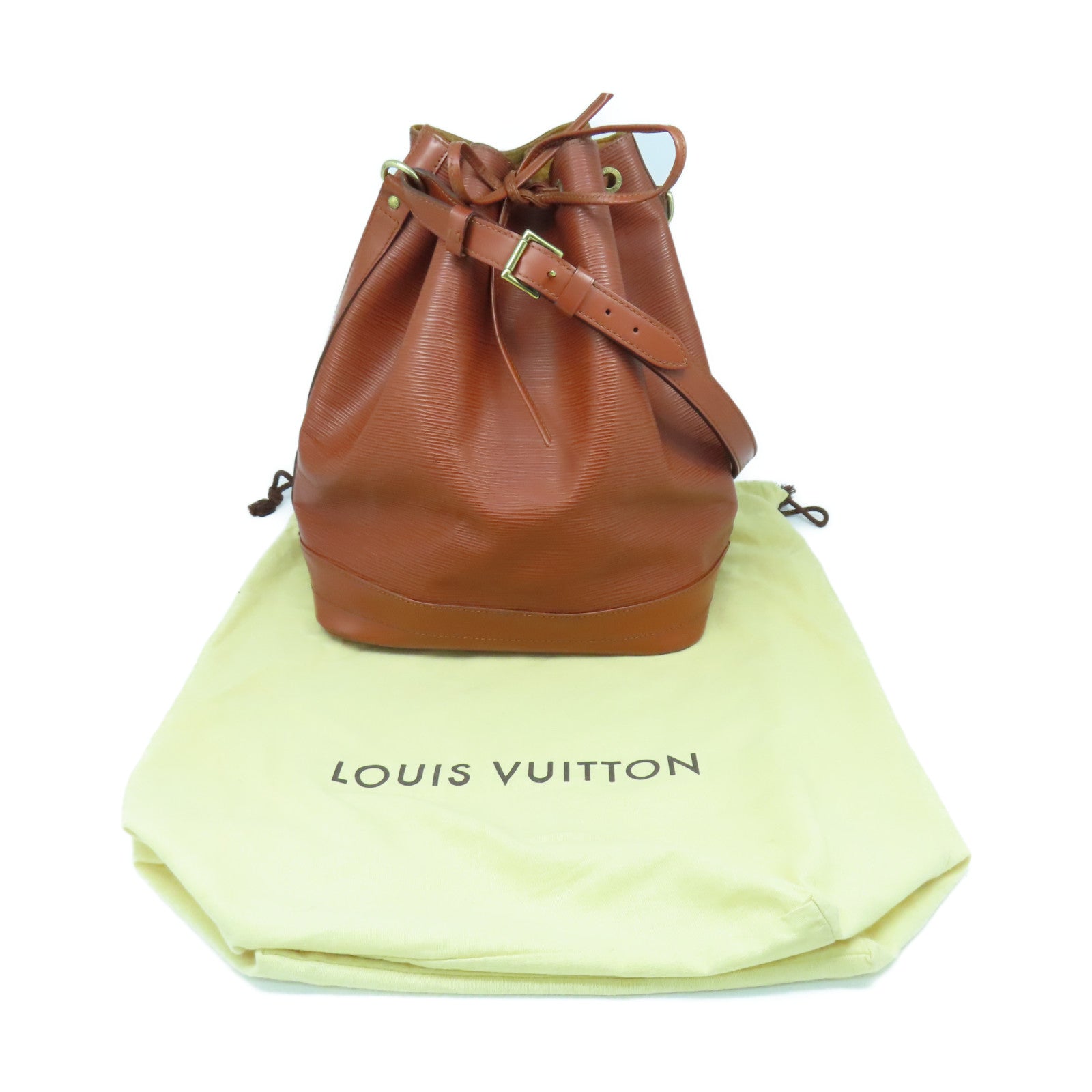 LOUIS VUITTON Epi Leather Noe Gold Buckle Shoulder Bag Brown