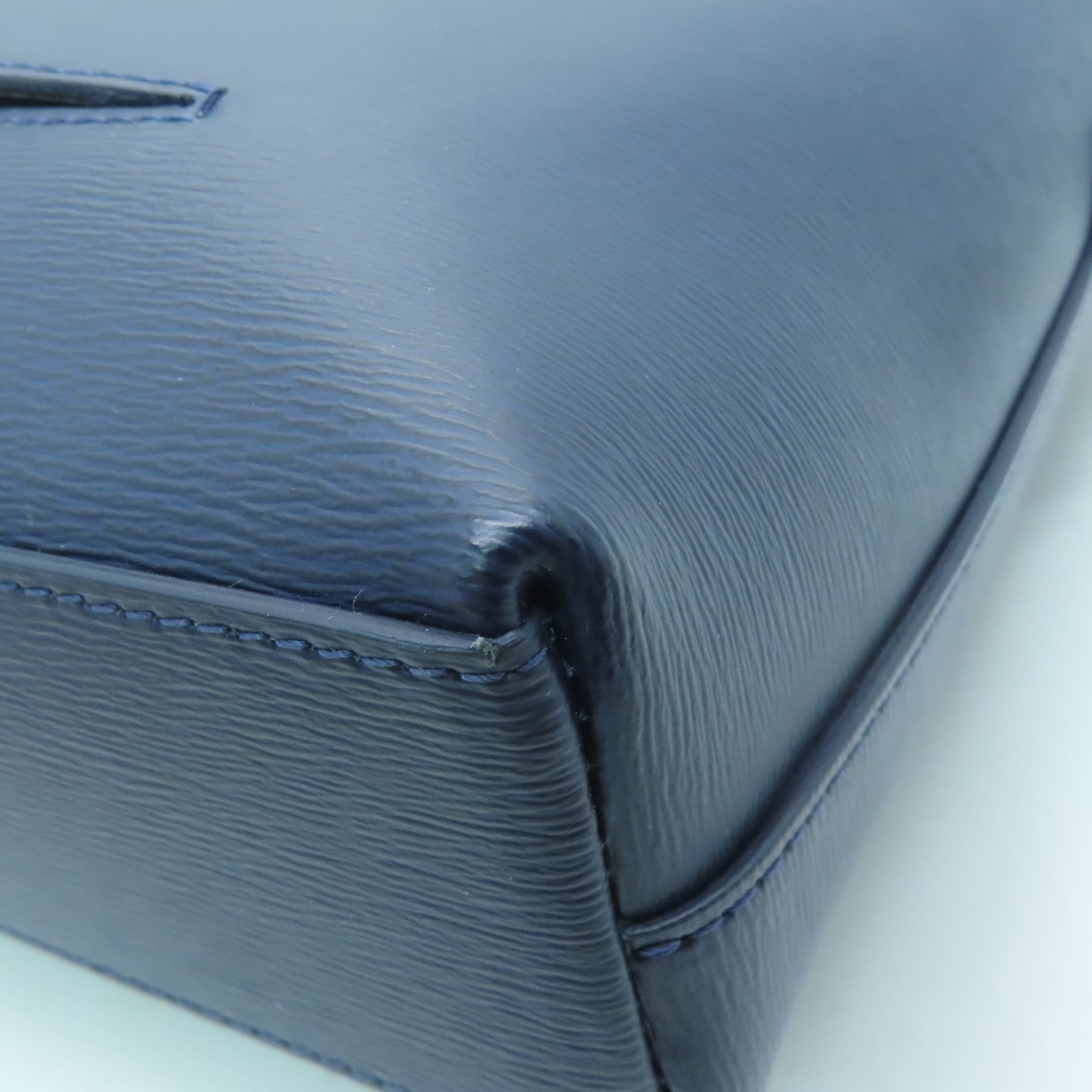MONTBLANC Cowhide Leather Document Case Silver Buckle Briefcase Dark Blue