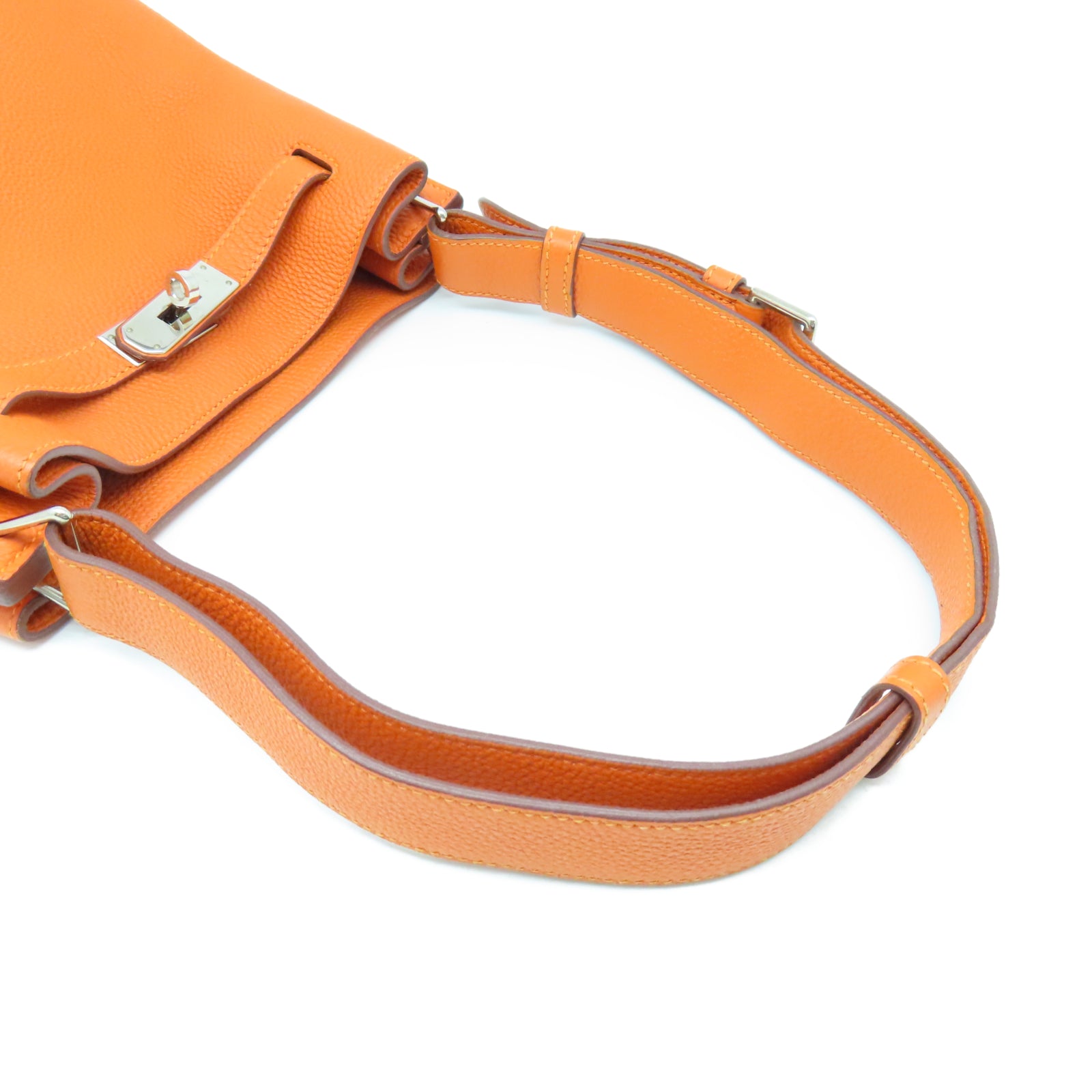 HERMES Togo皮革So Kelly銀扣肩背袋橙色