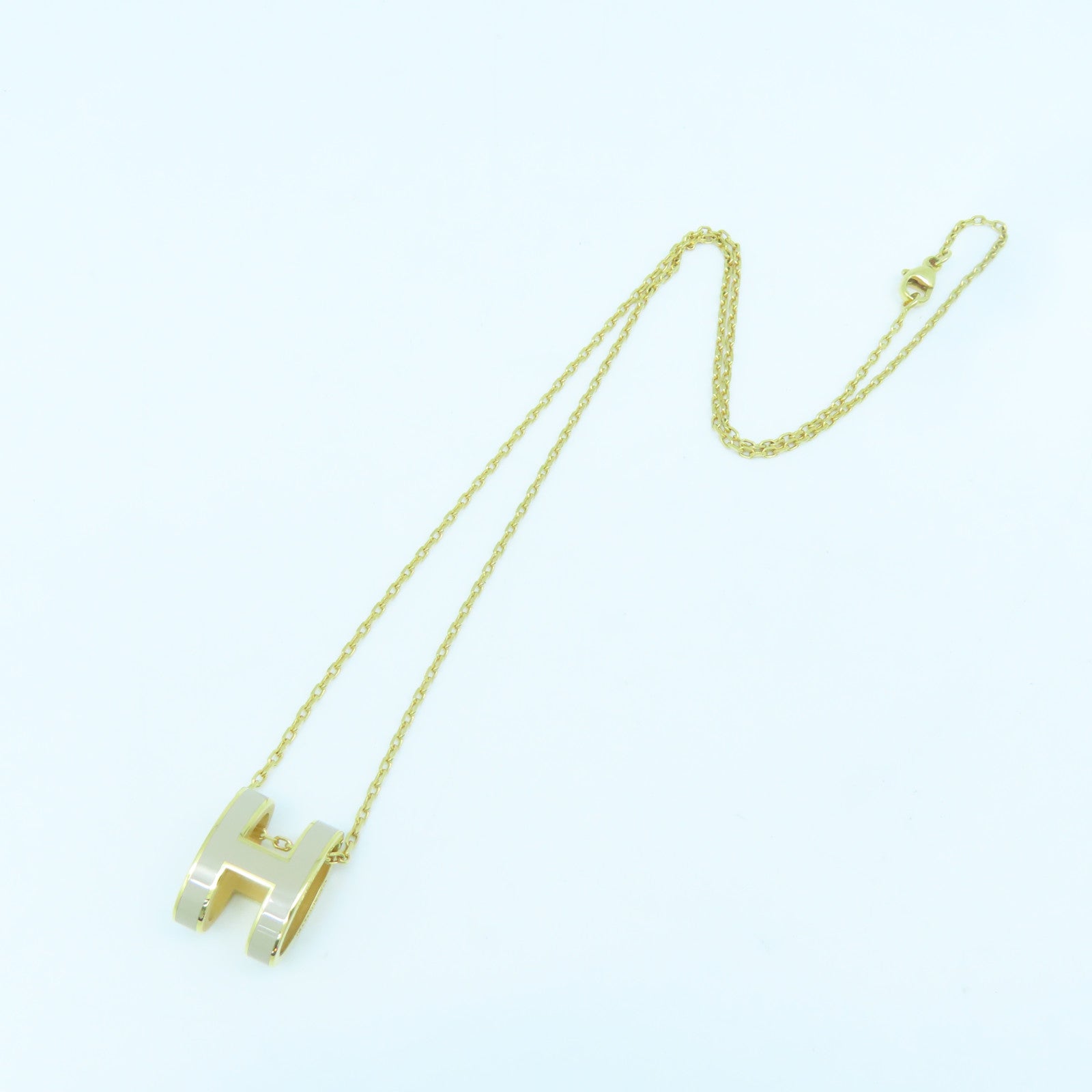 HERMES Metal Pop H Necklace Gold Buckle Necklace Gold/Grey