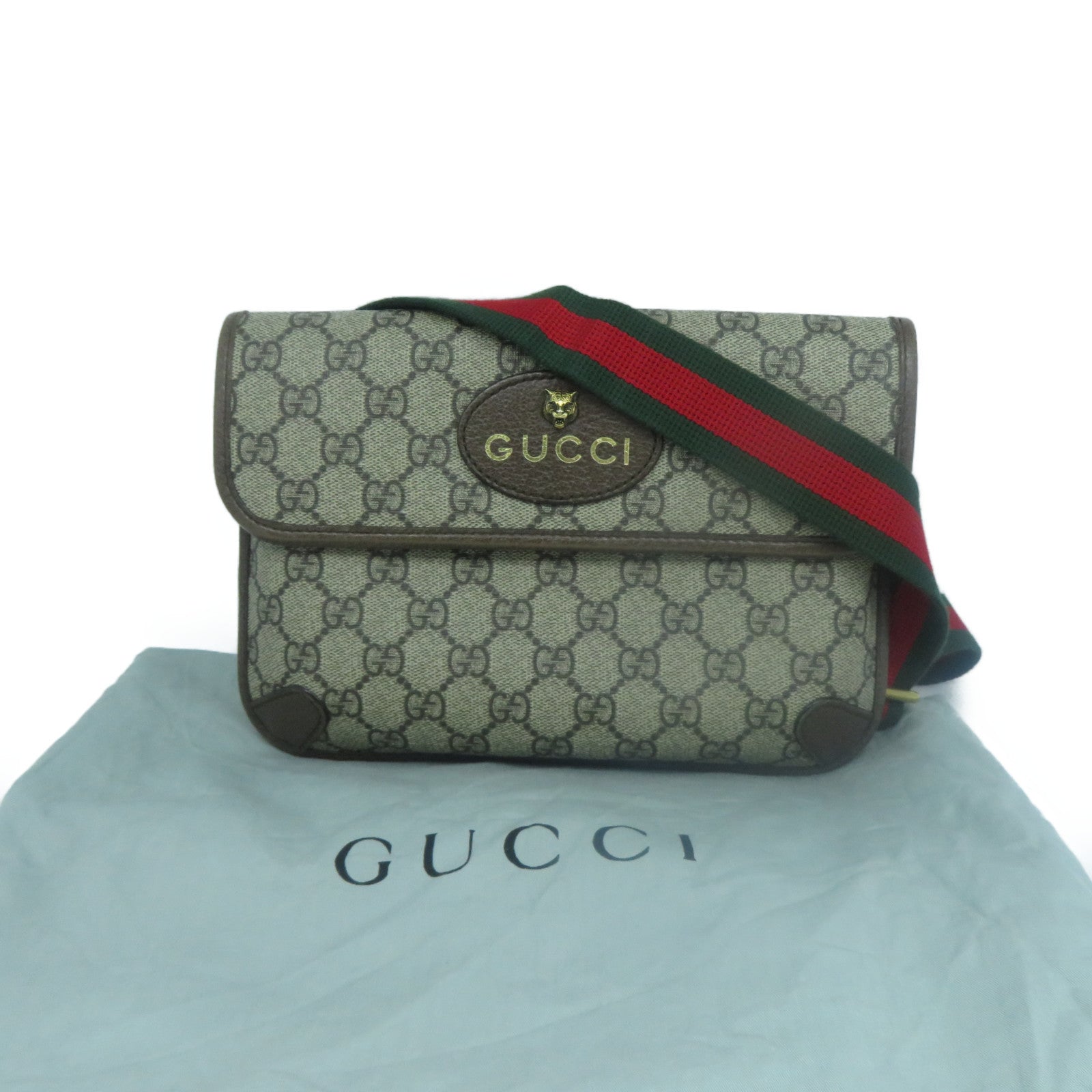 GUCCI 塗層帆布Waist Bag金扣腰包啡色