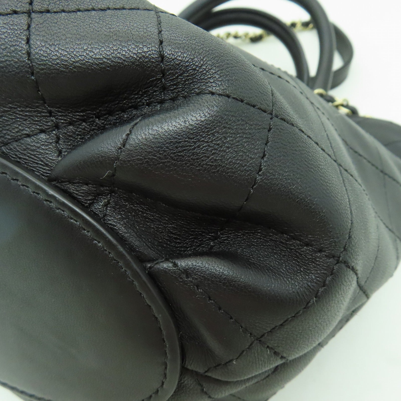 CHANEL 菱格牛皮皮革2way Shoulder Bag金扣手挽肩背兩用袋黒色