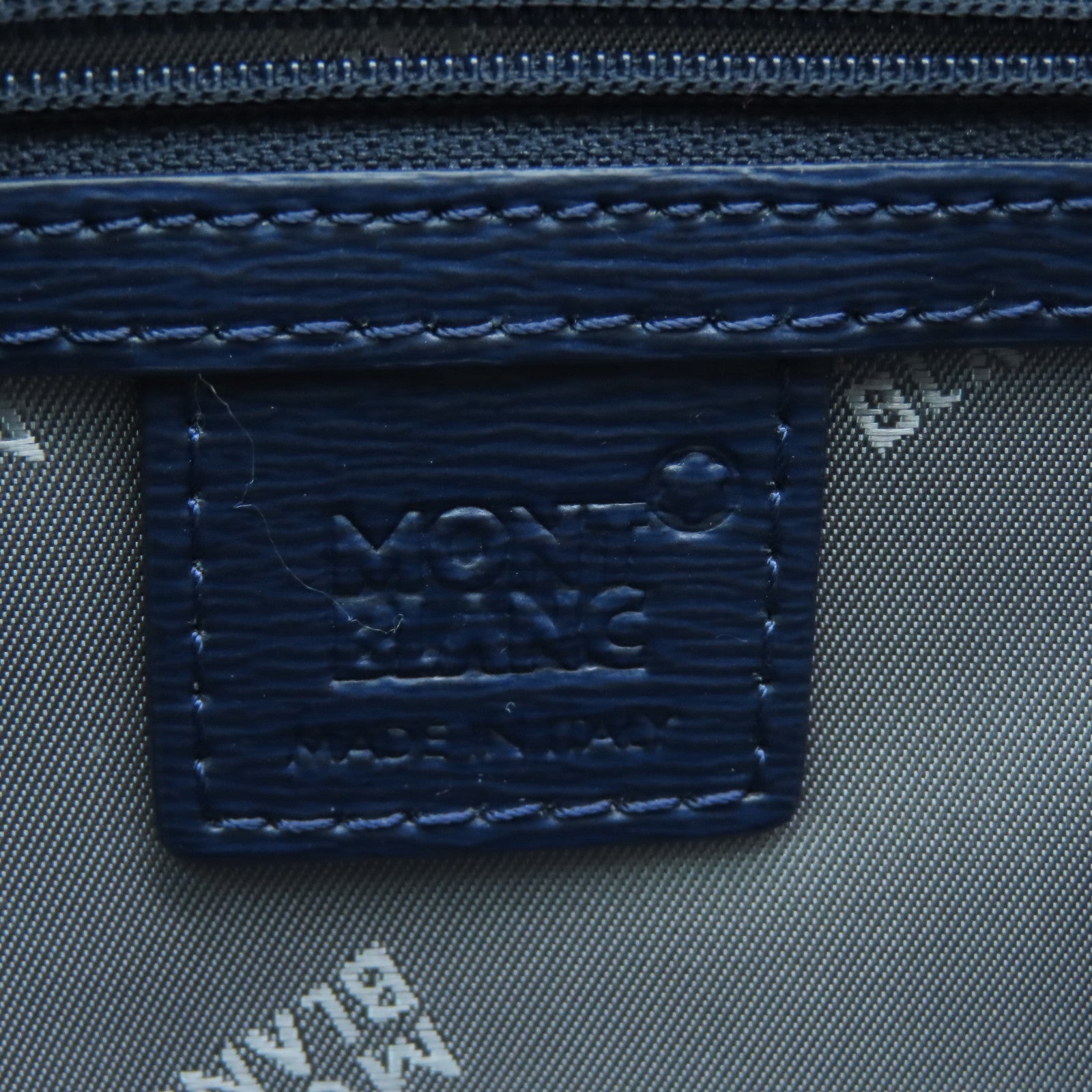 MONTBLANC Cowhide Leather Document Case Silver Buckle Briefcase Dark Blue