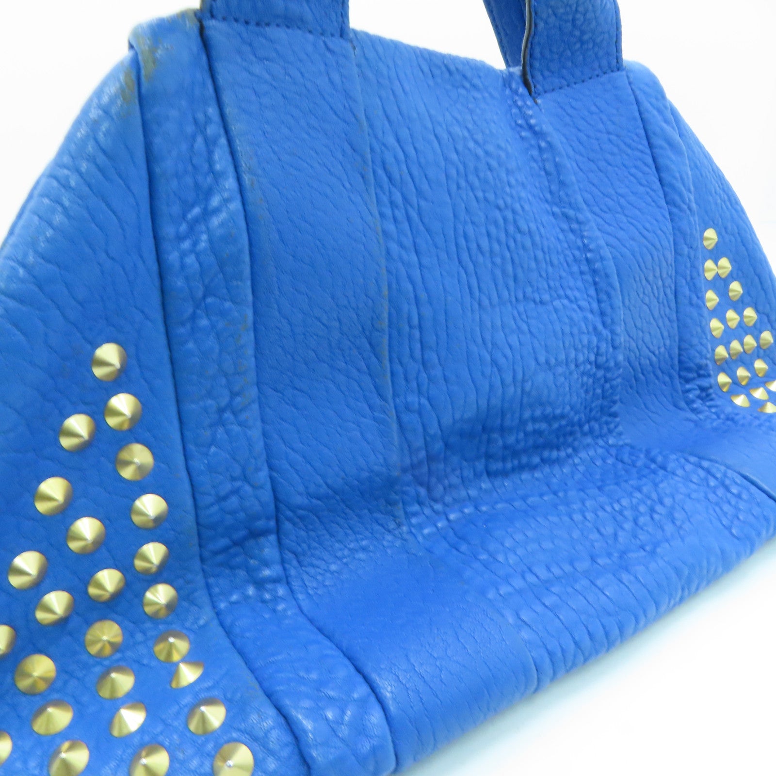 MCM Cowhide Leather 2way Shoulder Bag Gold Buckle Handle Shoulder Bag Blue