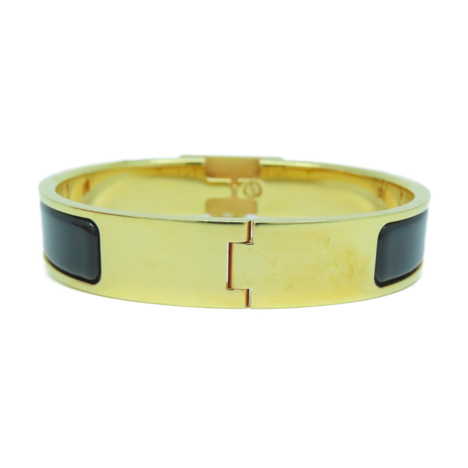 HERMES 金屬Clic Anneau Bracelet手鐲黑色/金色
