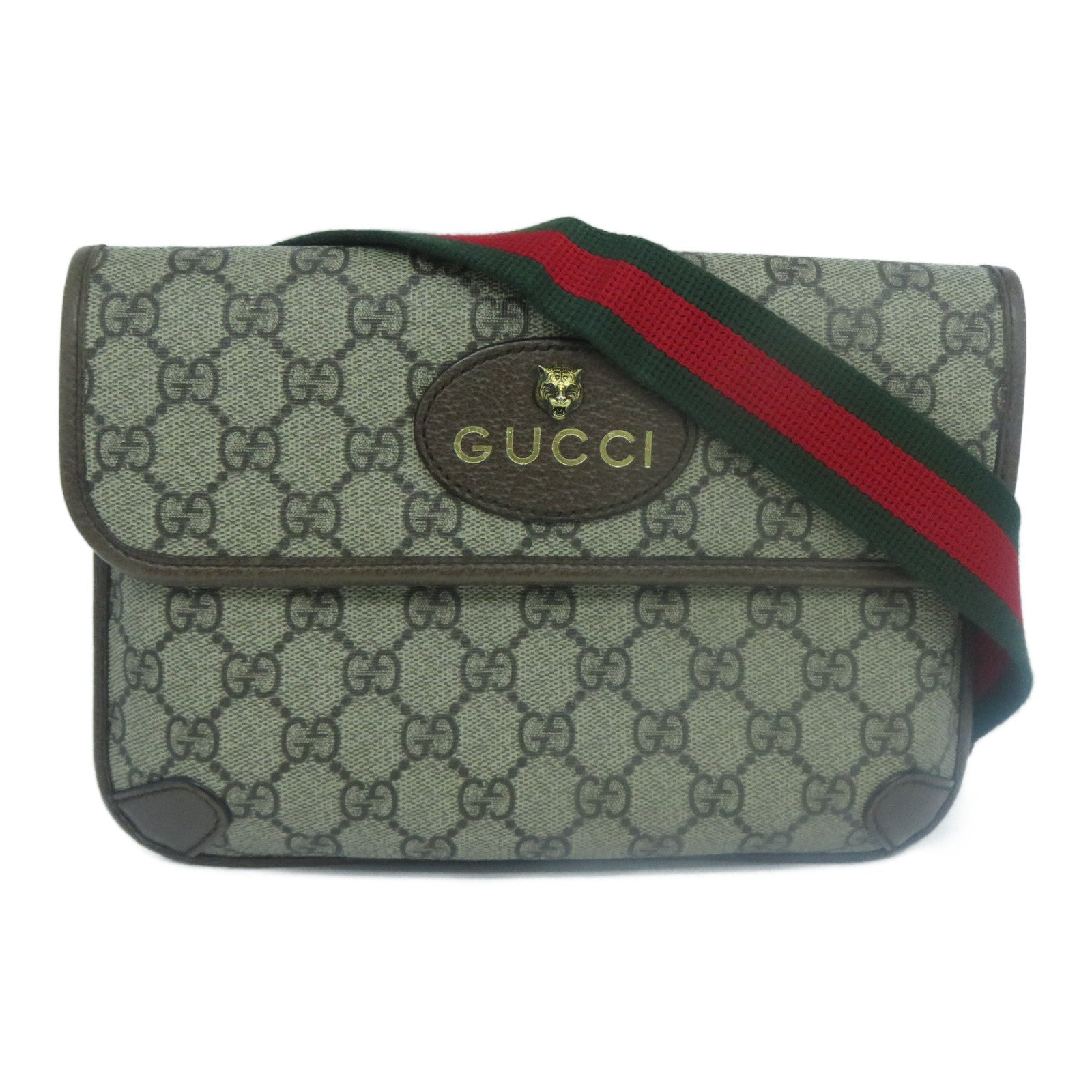 GUCCI 塗層帆布Waist Bag金扣腰包啡色