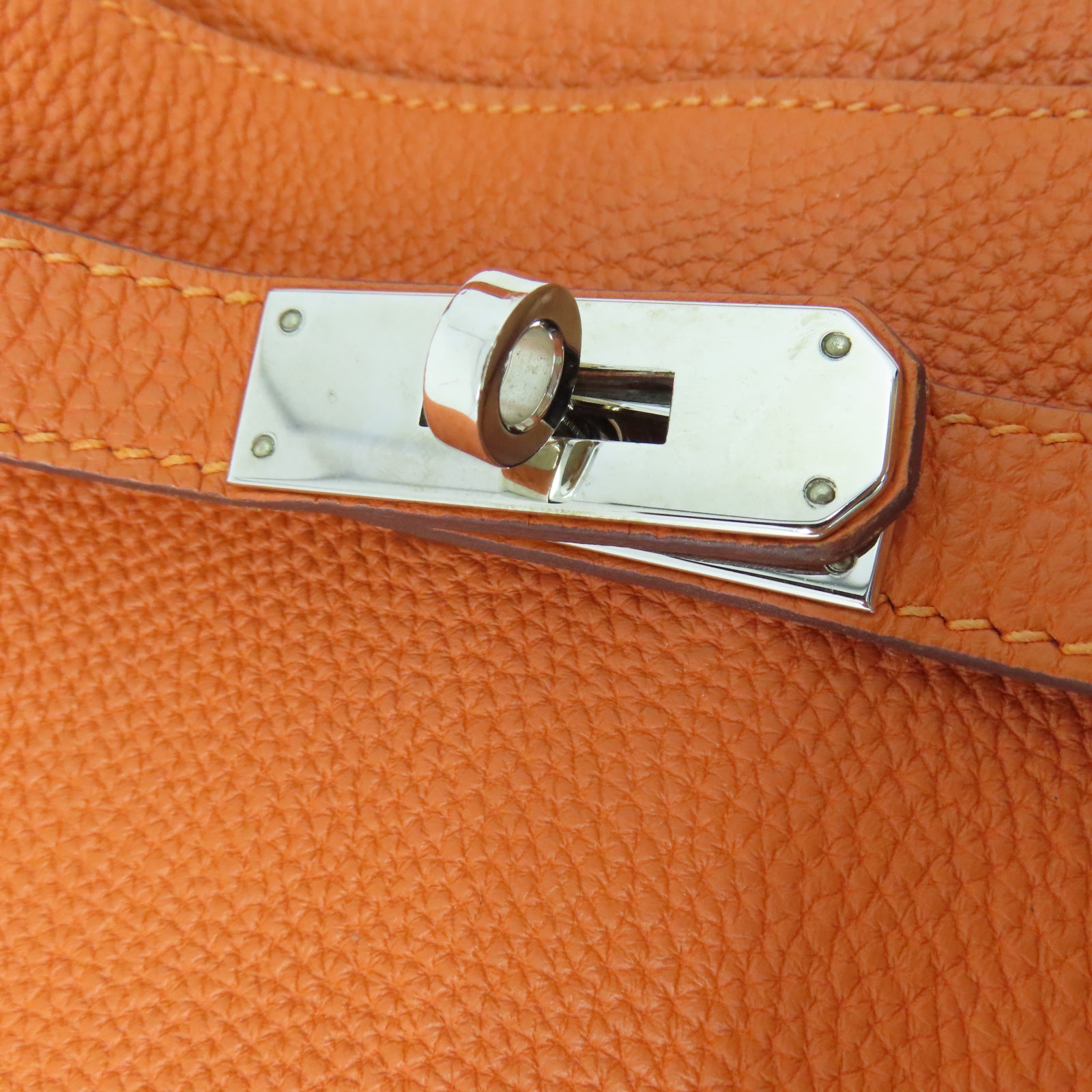 HERMES Togo皮革So Kelly銀扣肩背袋橙色