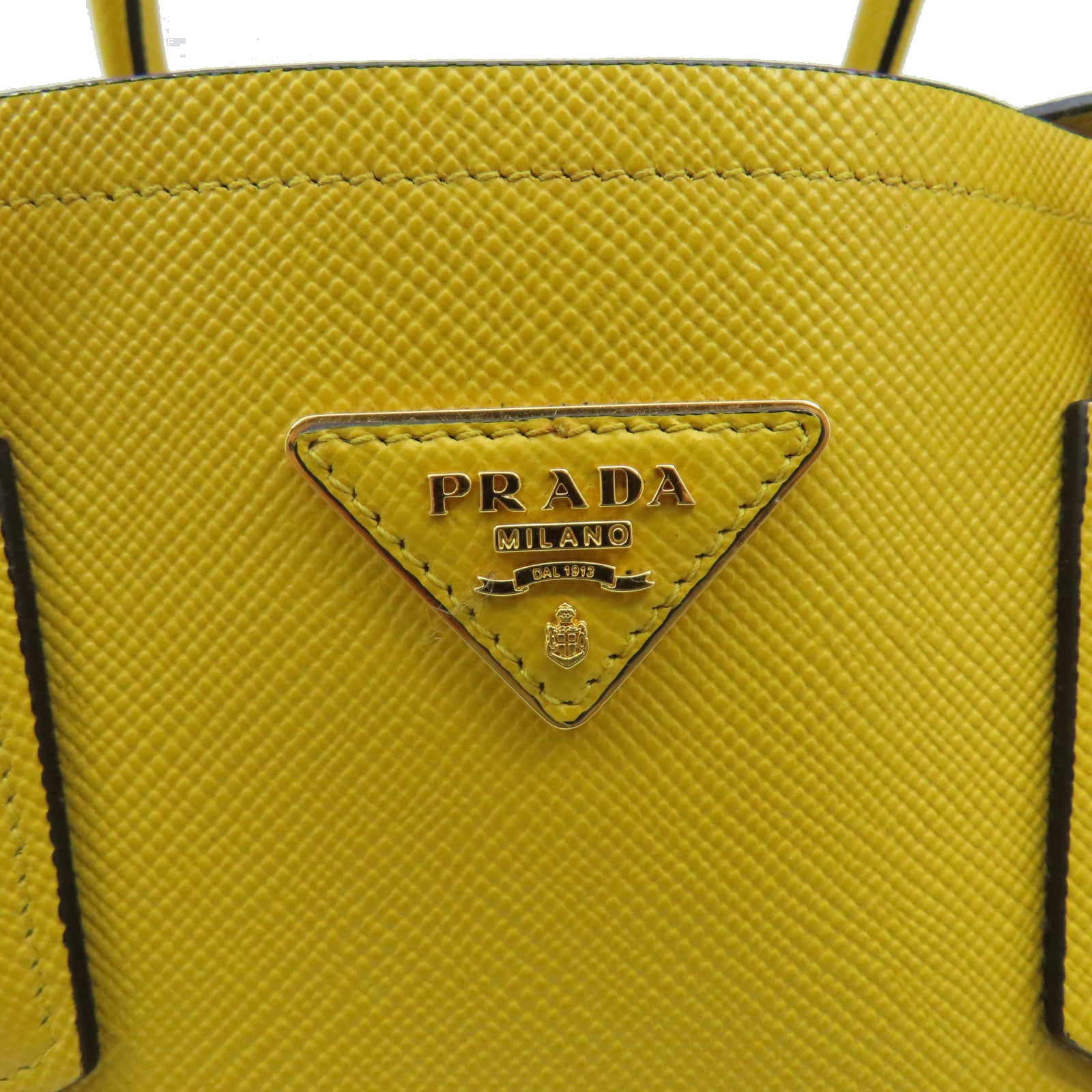 PRADA Saffiano皮革Cuir Double 2Way Shoulder Bag手挽肩背兩用袋黃色
