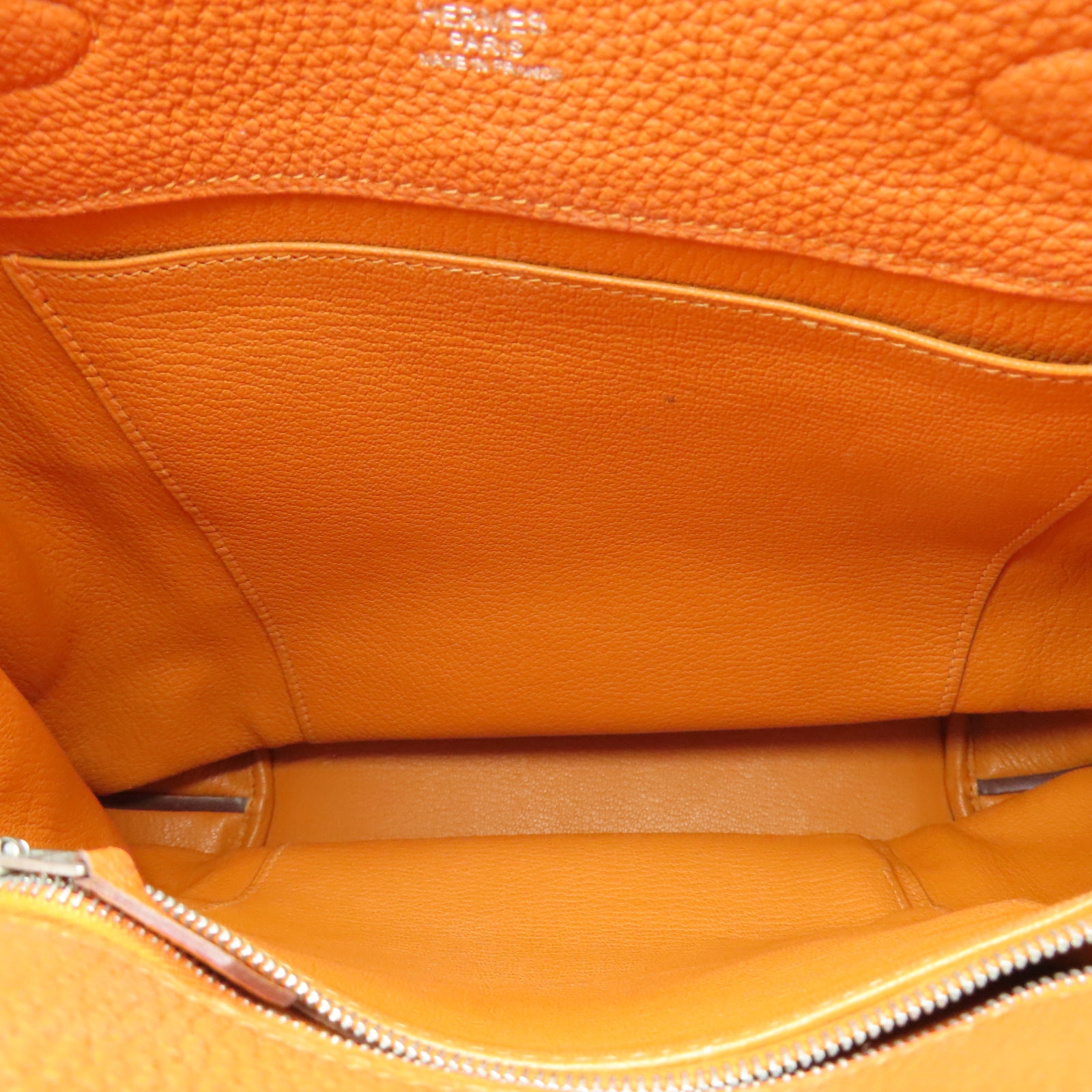 HERMES Togo皮革So Kelly銀扣肩背袋橙色