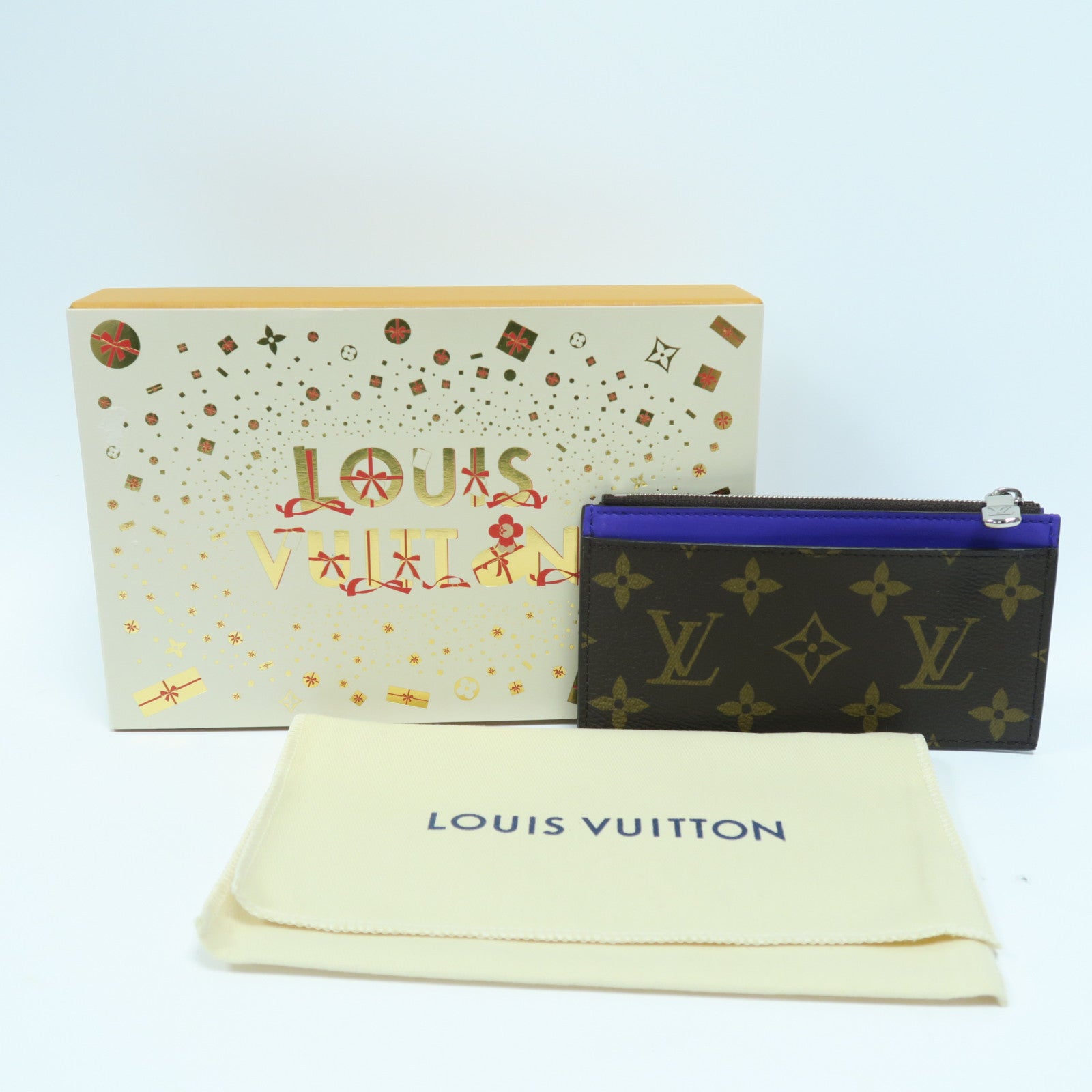 LOUIS VUITTON Monogram Macassar Coin Card Holder銀扣卡片套啡色/紫色