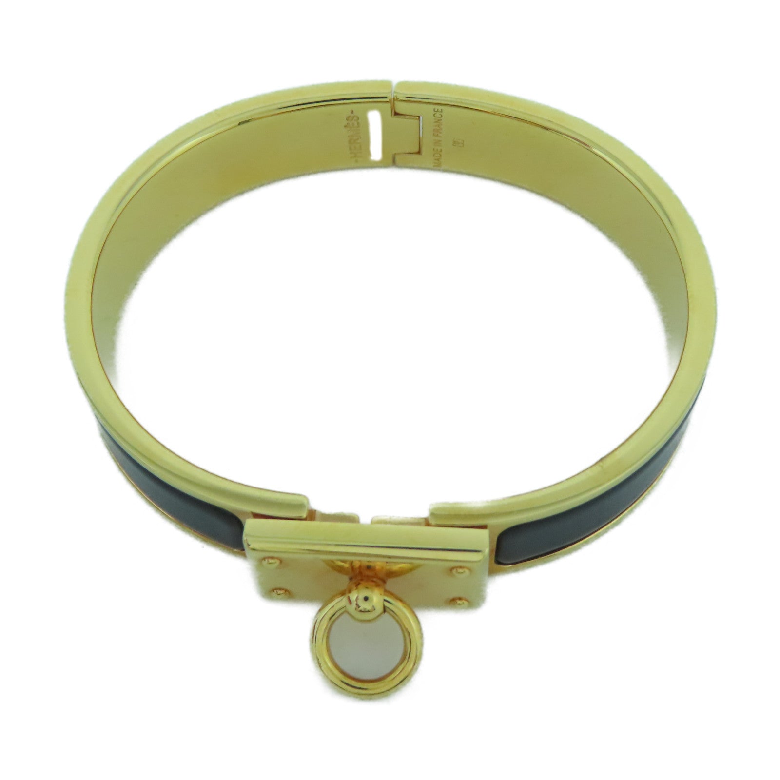 HERMES 金屬Clic Anneau Bracelet手鐲黑色/金色