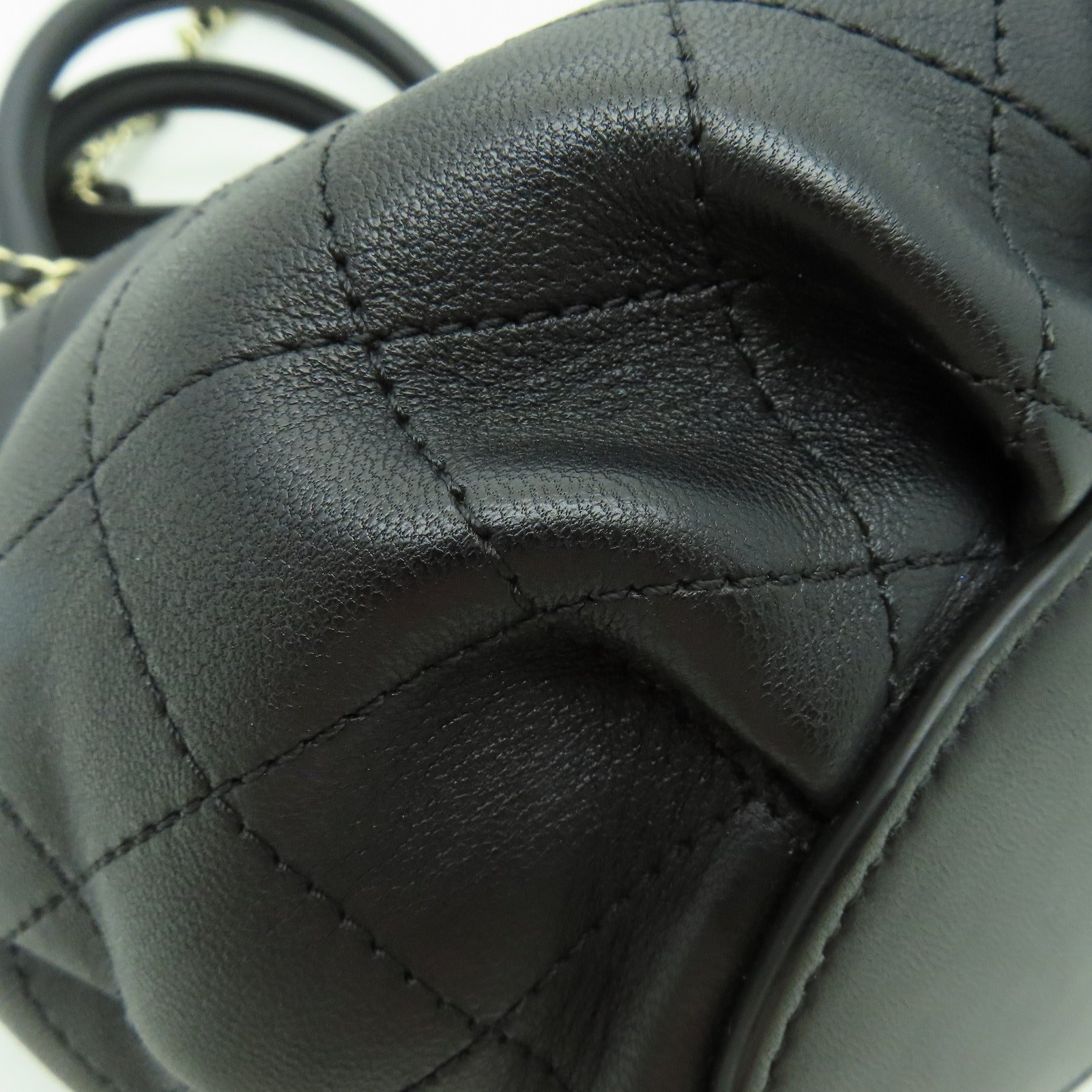 CHANEL 菱格牛皮皮革2way Shoulder Bag金扣手挽肩背兩用袋黒色