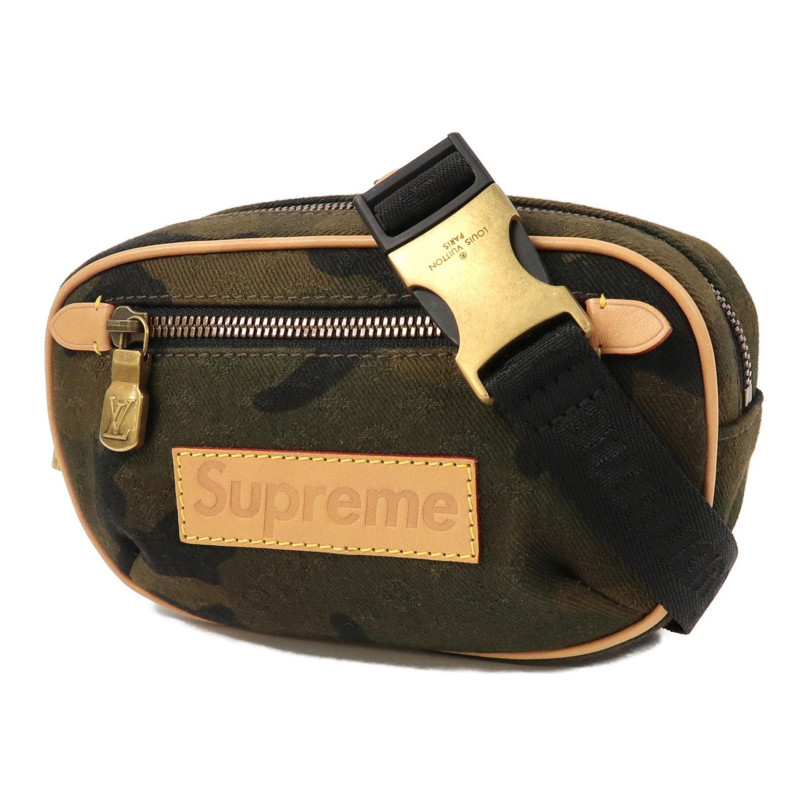 LOUIS VUITTON 帆布Supreme Camouflage Body Bag金扣肩背袋綠色
