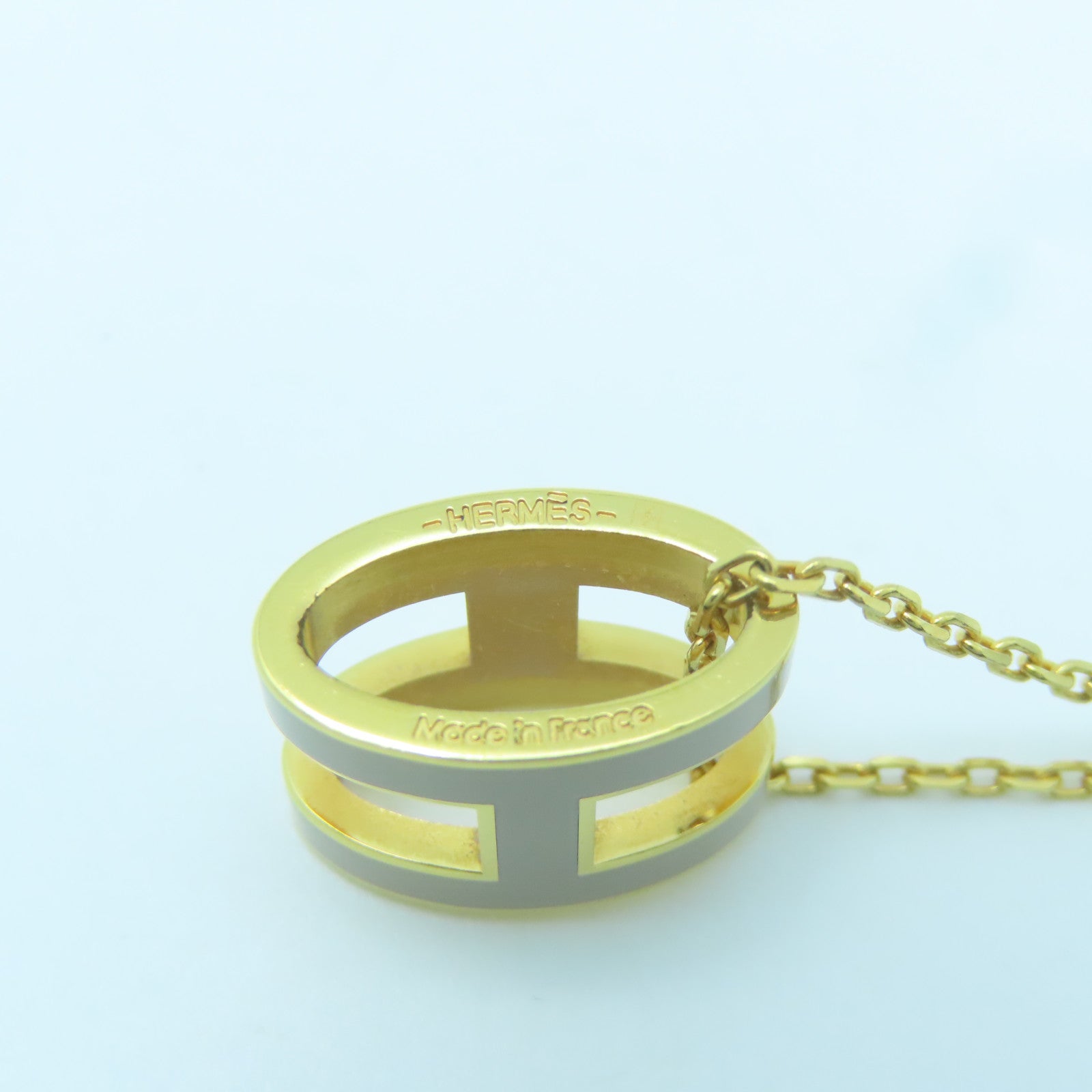 HERMES Metal Pop H Necklace Gold Buckle Necklace Gold/Grey
