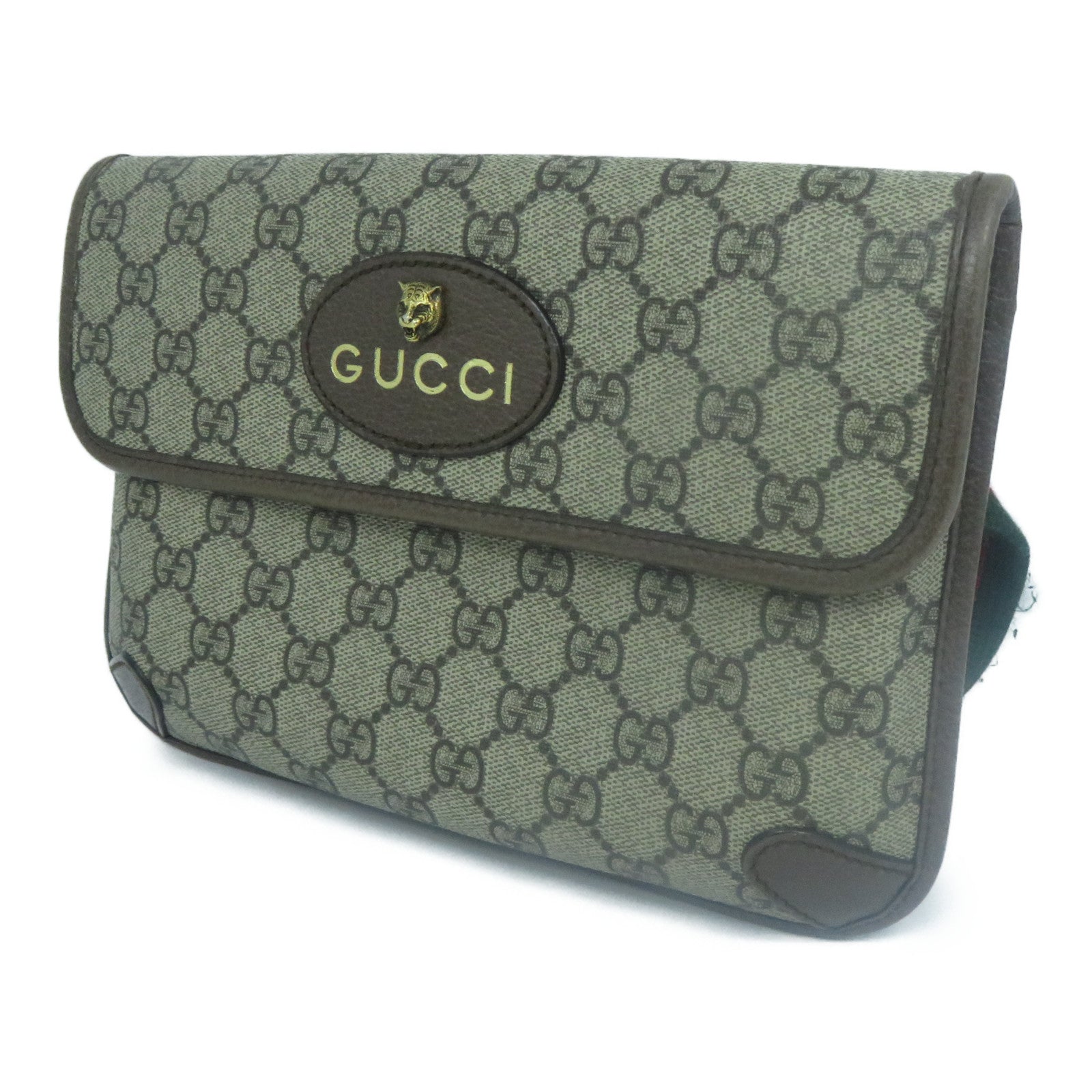 GUCCI 塗層帆布Waist Bag金扣腰包啡色