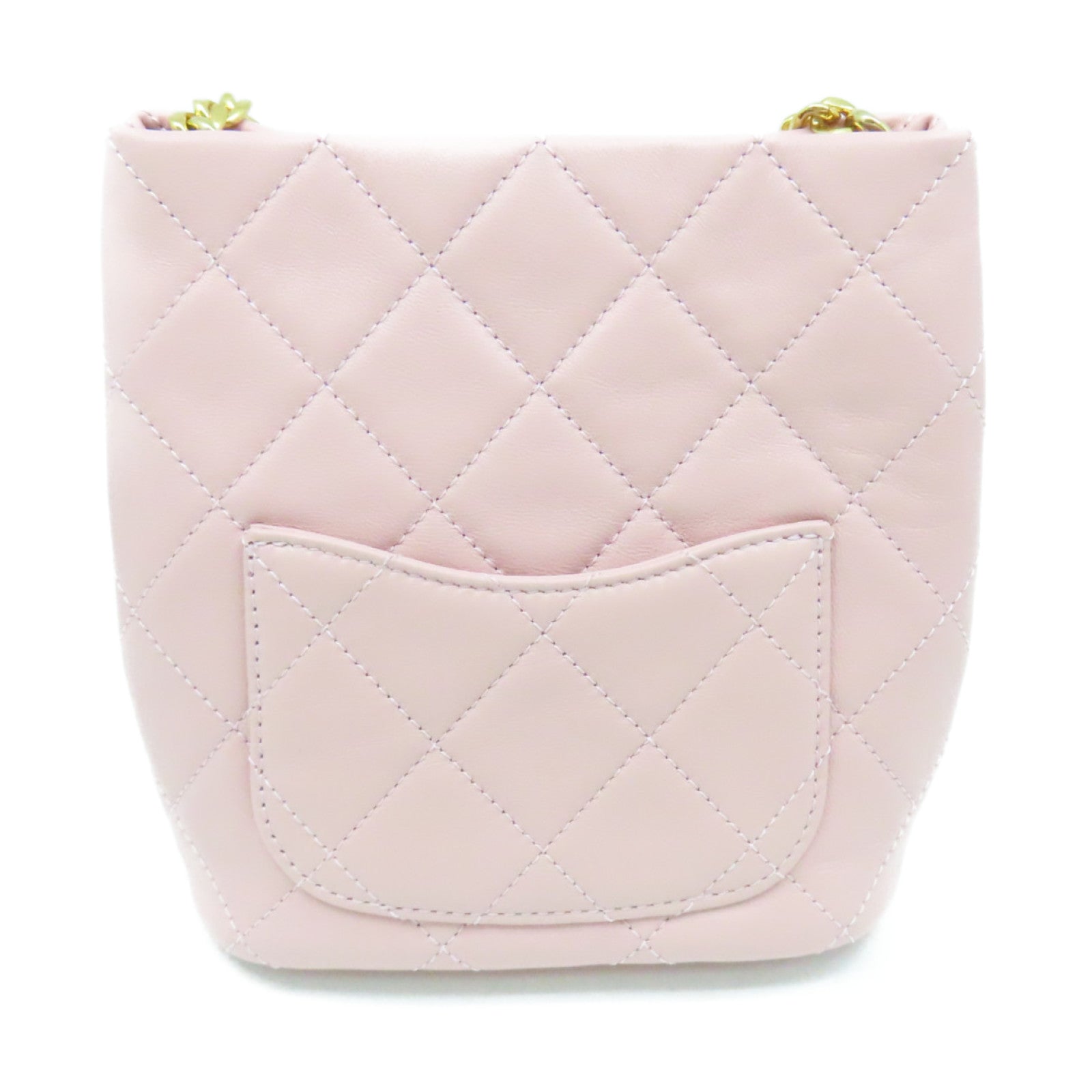 CHANEL 菱格牛皮皮革Chain Shoulder Bag金扣鏈帶肩背袋粉紅色