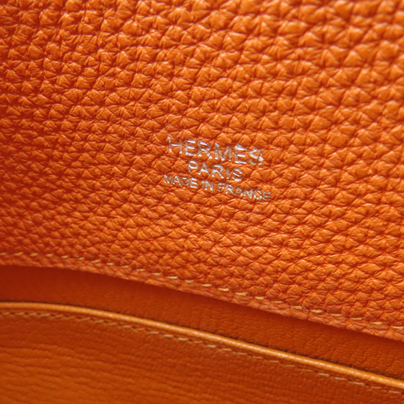 HERMES Togo皮革So Kelly銀扣肩背袋橙色