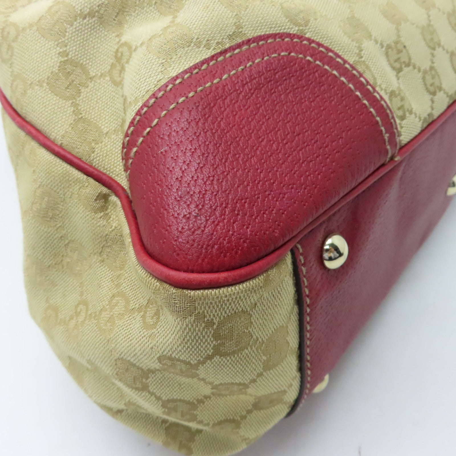 GUCCI 帆布Tote Bag金扣手挽袋紅色/啡色
