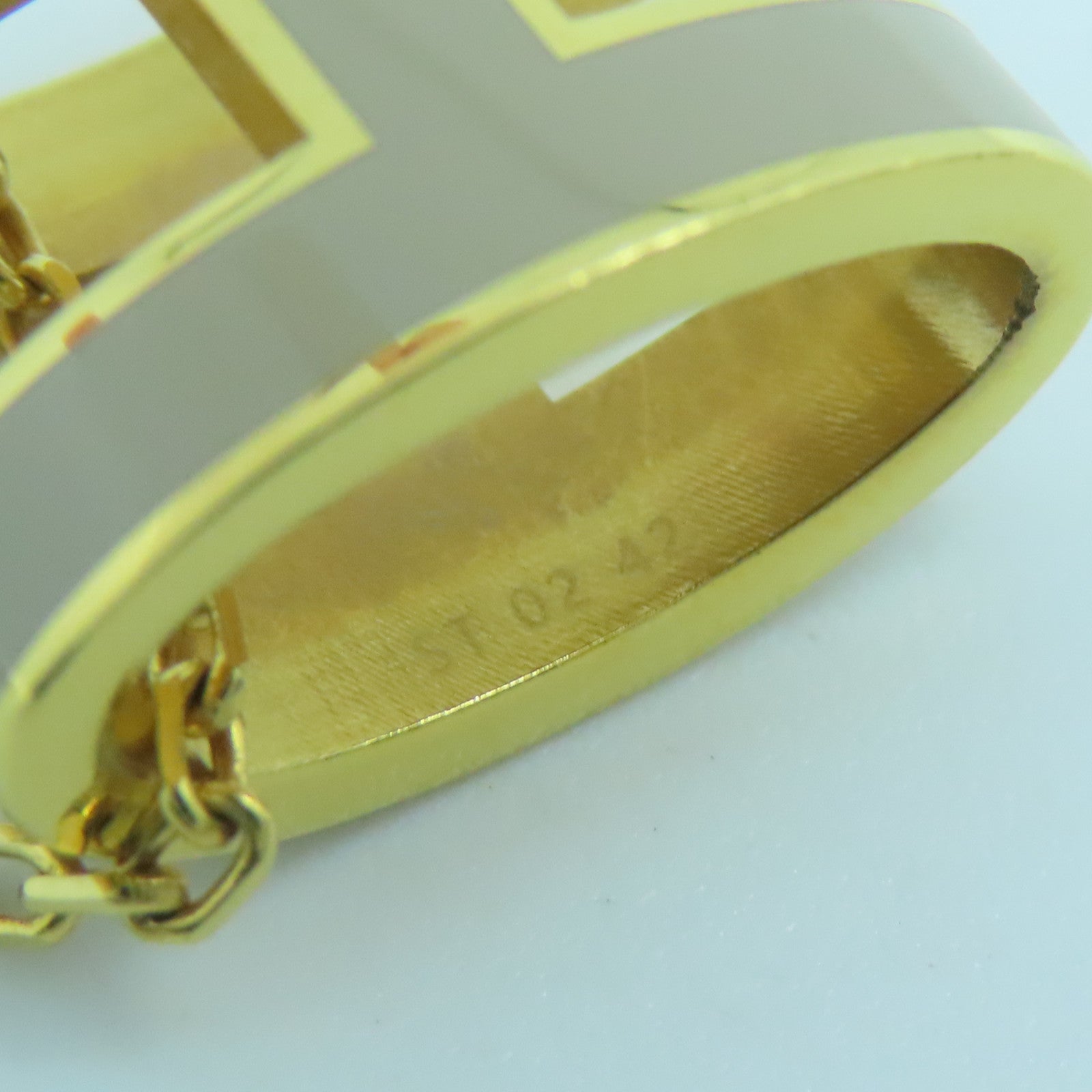 HERMES Metal Pop H Necklace Gold Buckle Necklace Gold/Grey