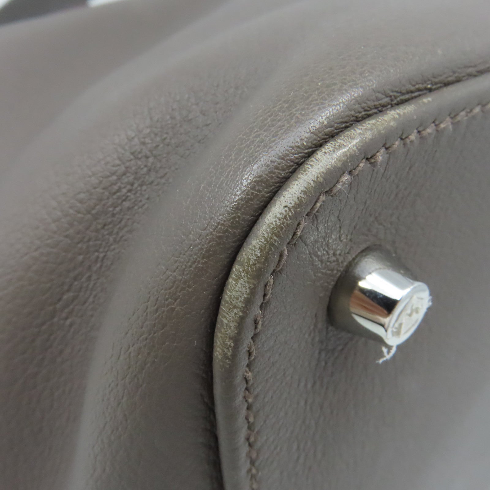 HERMES Evercolor皮革Toolbox 26 2Way Shoulder Bag銀扣手挽肩背兩用袋Etain/錫灰色