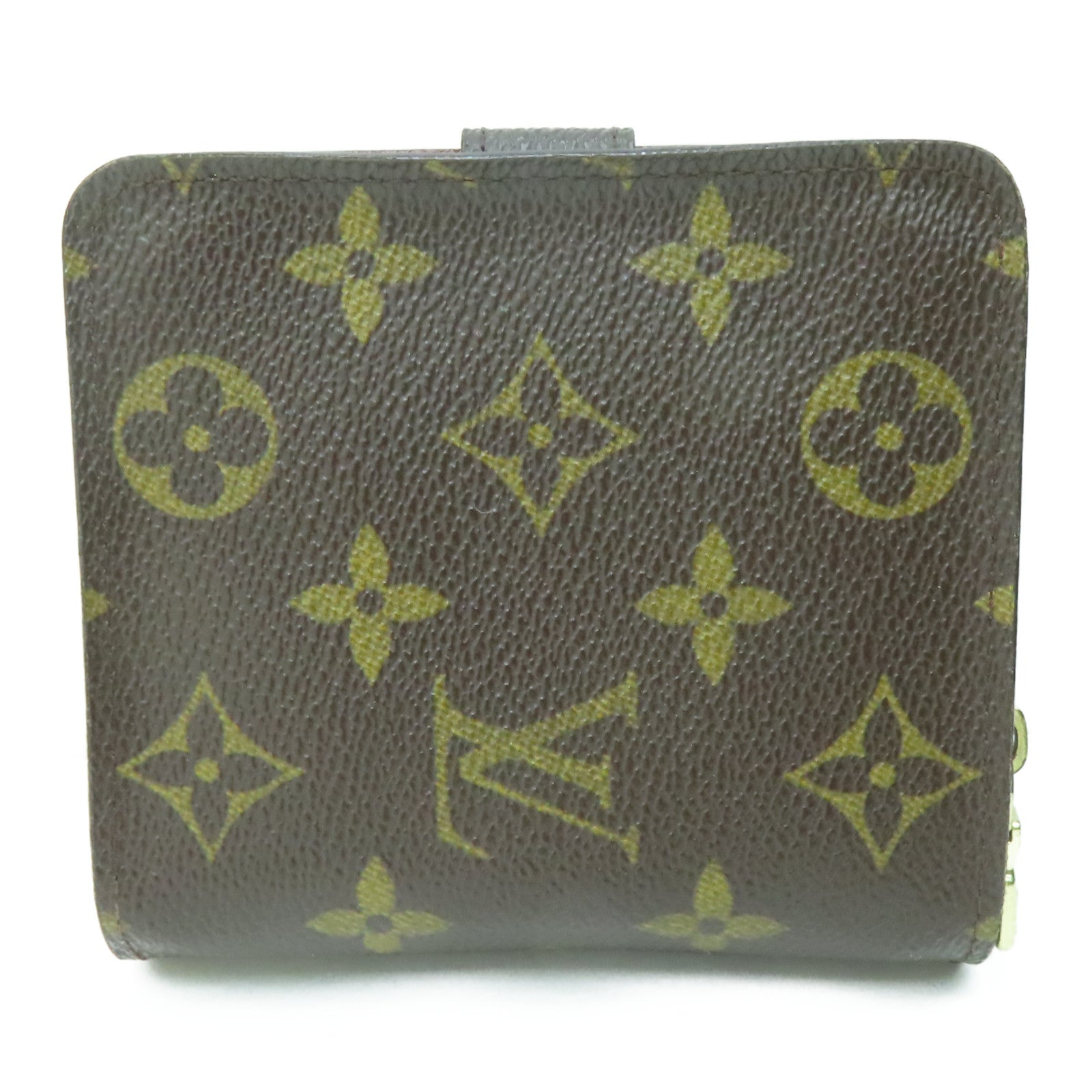 LOUIS VUITTON Monogram Compact Zipper Wallet金扣钱包啡色